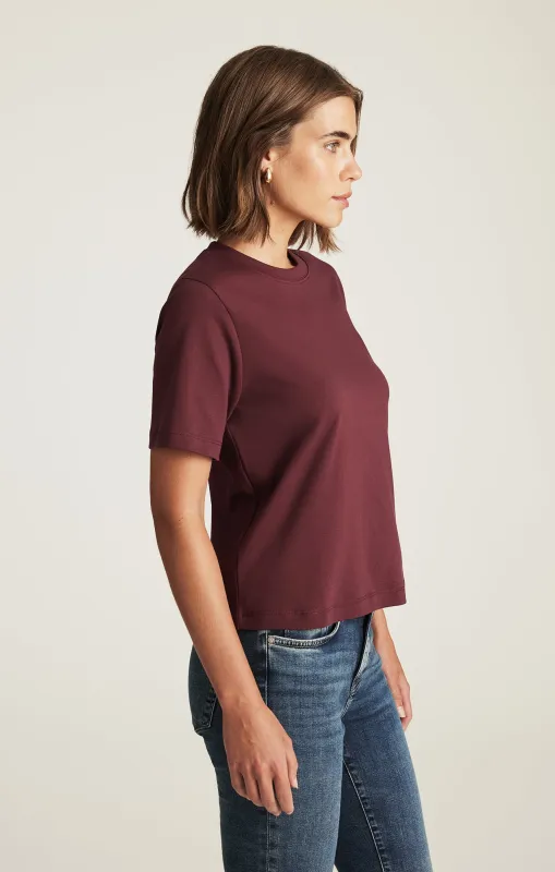AUDREY INTERLOCK CREW NECK T-SHIRT IN WINDSOR WINE sold by Mavi