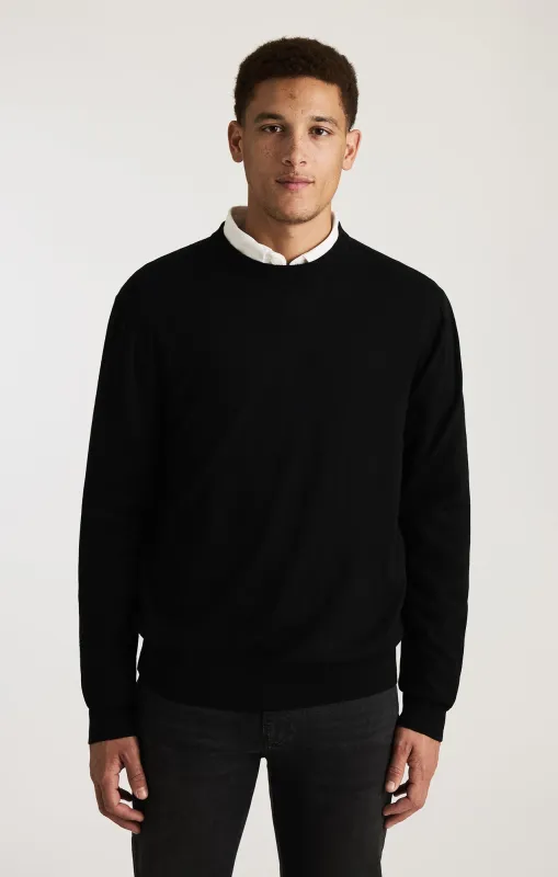 EDITION MERINO WOOL CREW NECK SWEATER IN BLACK sold by Mavi