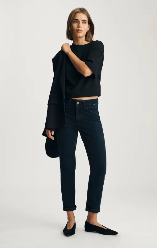 KATHLEEN SLIM BOYFRIEND IN INK FEATHER LUXE sold by Mavi