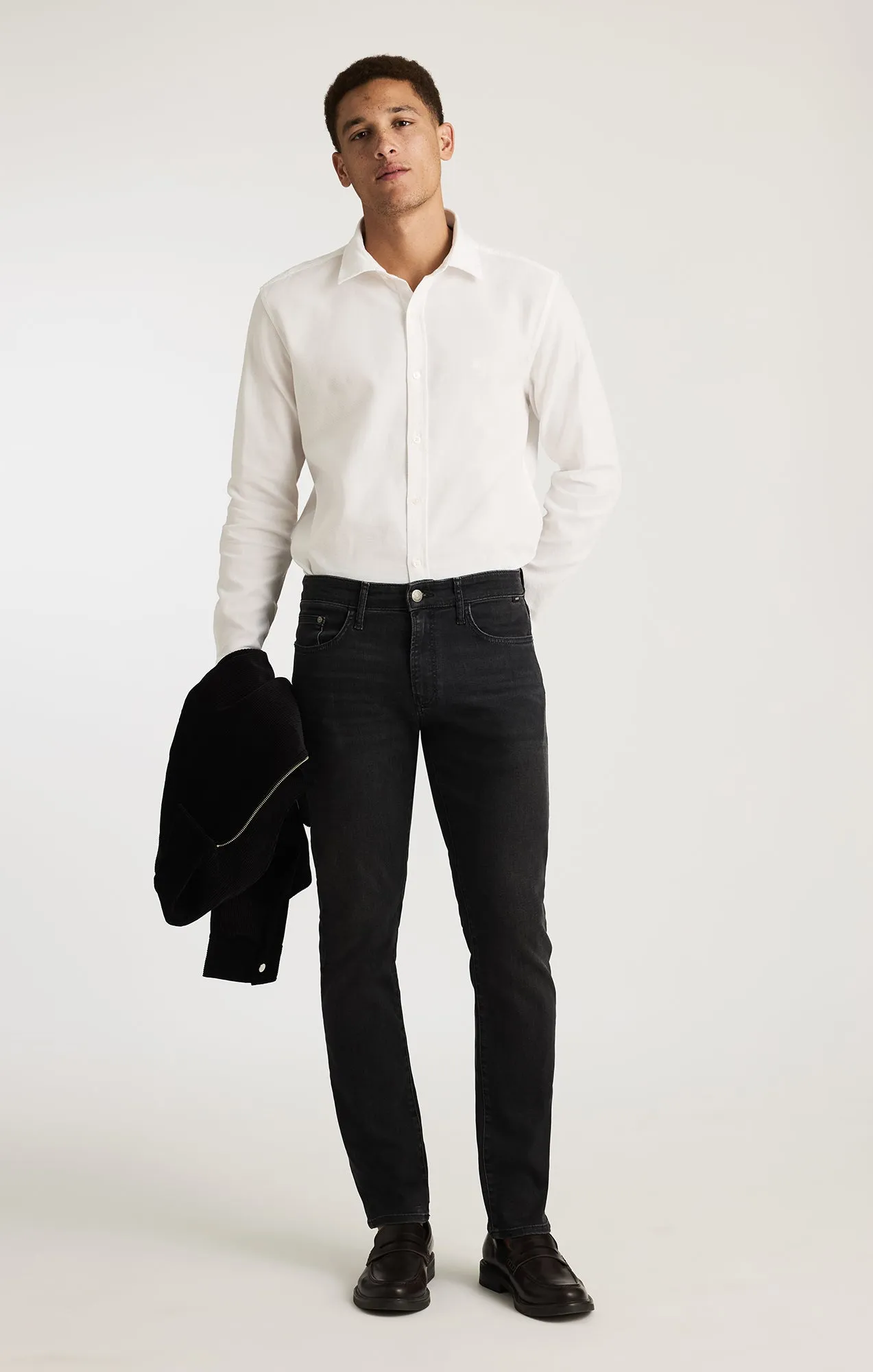 MARCUS SLIM STRAIGHT LEG IN DARK SMOKE SUPERMOVE sold by Mavi