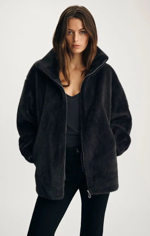 FAUX FUR JACKET IN OBSIDIAN sold by Mavi