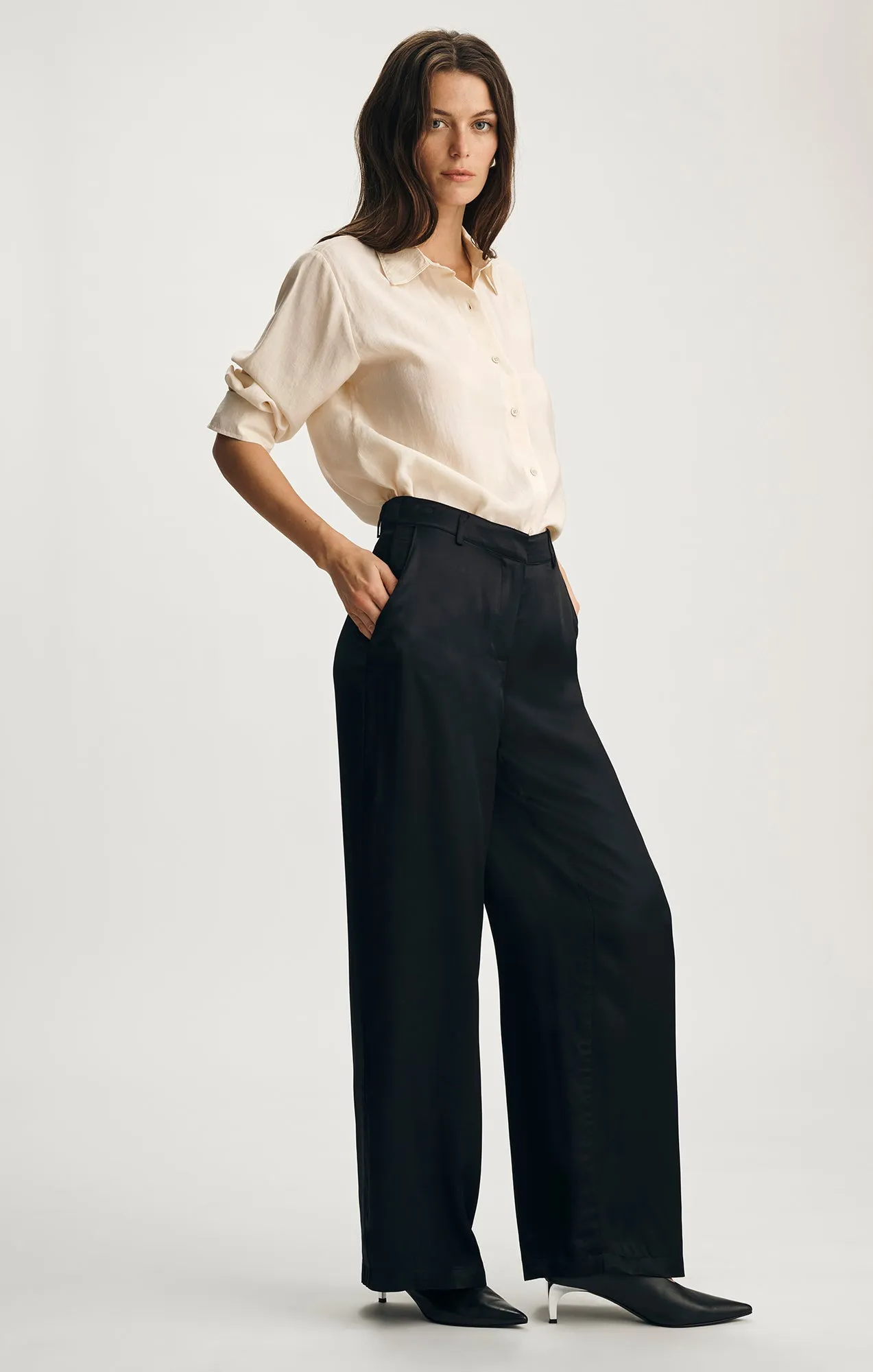 SATIN WIDE LEG PANTS IN BLACK sold by Mavi product image thumbnail 2