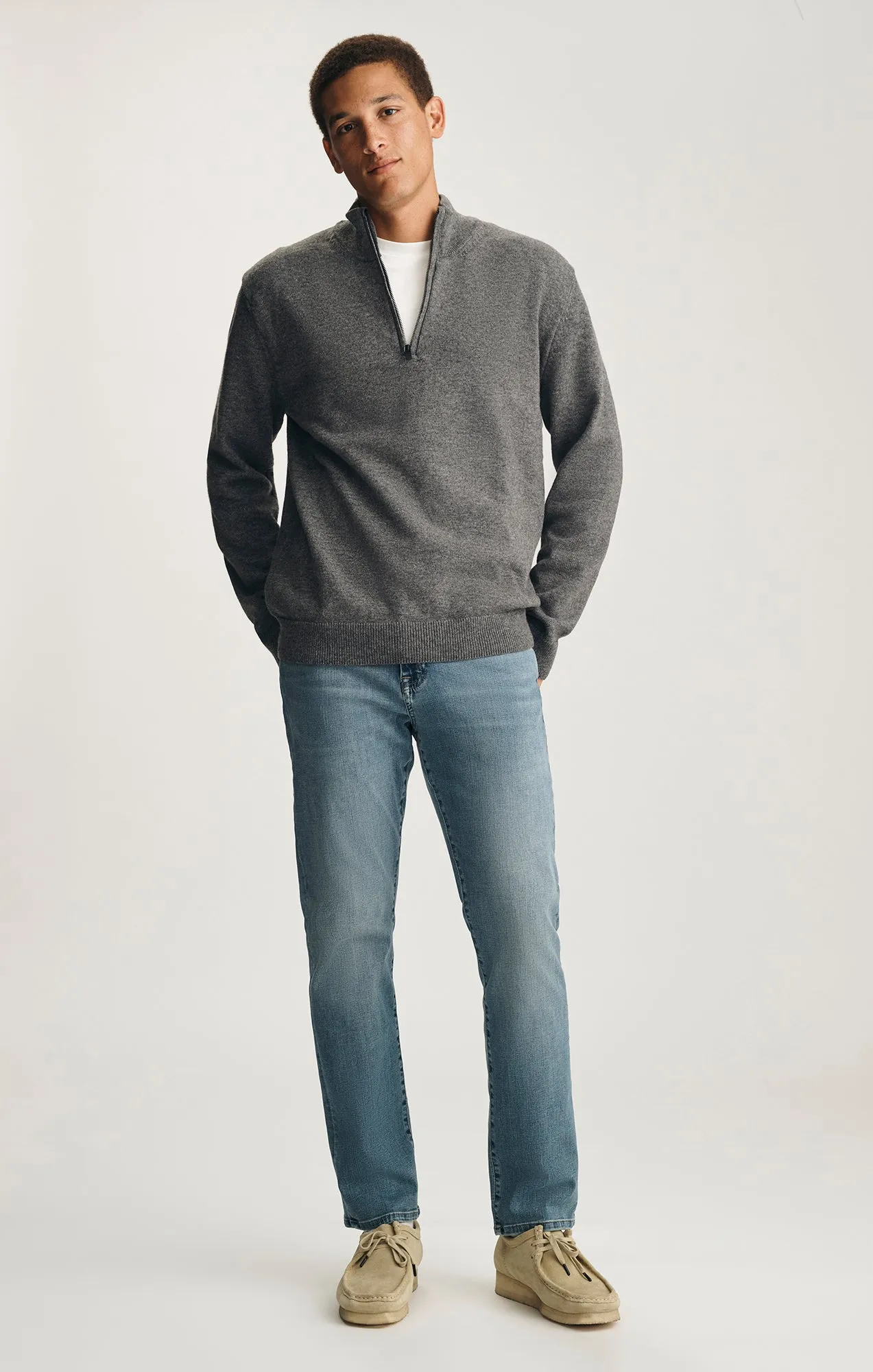 HALF ZIP SWEATER IN DARK GREY MELANGE sold by Mavi product image thumbnail 4