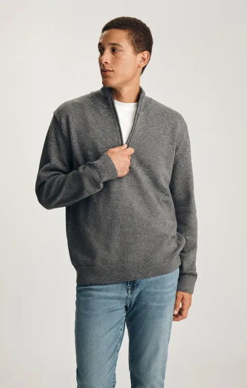 HALF ZIP SWEATER IN DARK GREY MELANGE sold by Mavi