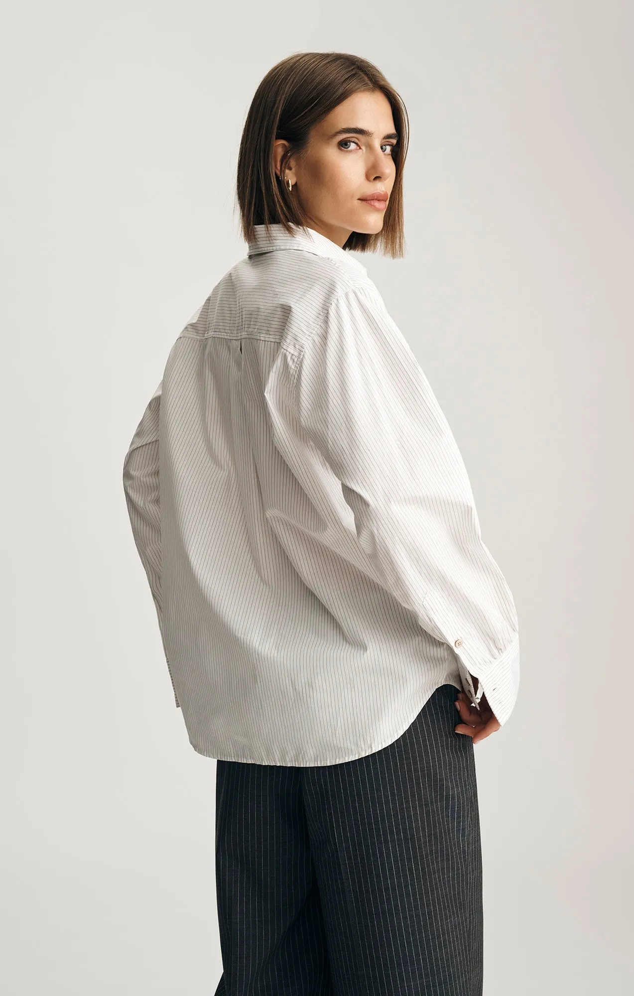 LONG SLEEVE BUTTON-UP SHIRT IN BEIGE STRIPE sold by Mavi product image thumbnail 3