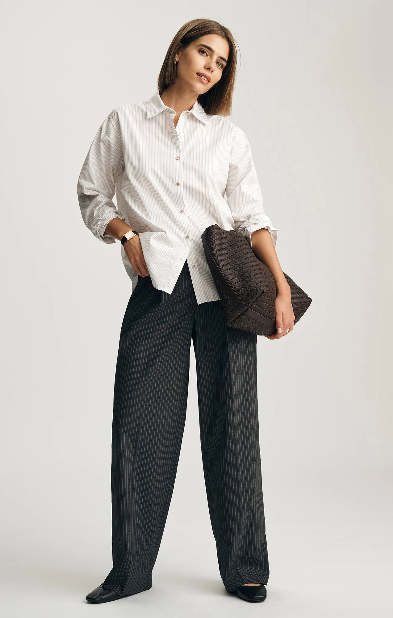 LONG SLEEVE BUTTON-UP SHIRT IN BEIGE STRIPE sold by Mavi product image thumbnail 4