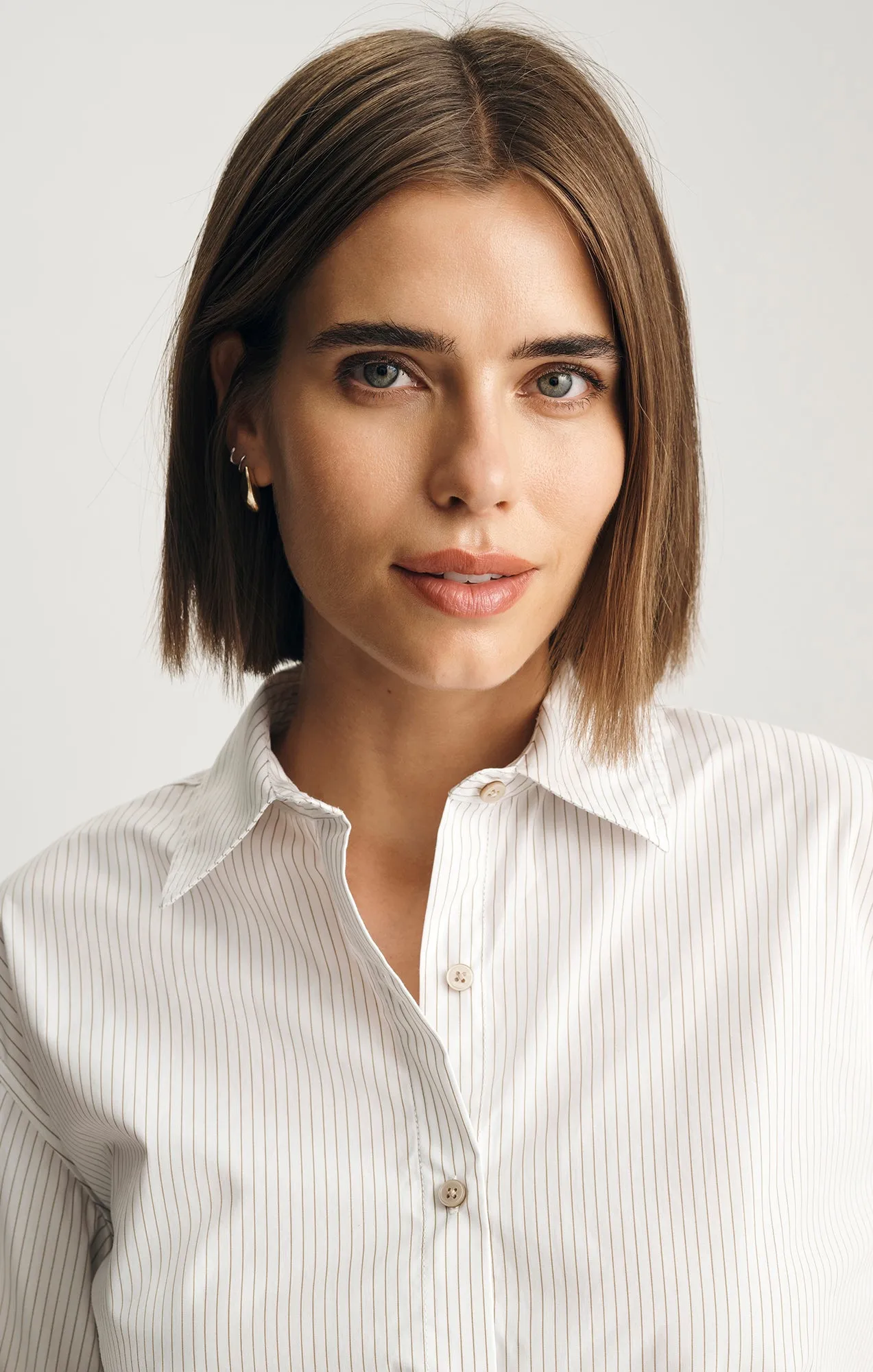 LONG SLEEVE BUTTON-UP SHIRT IN BEIGE STRIPE sold by Mavi product image thumbnail 5