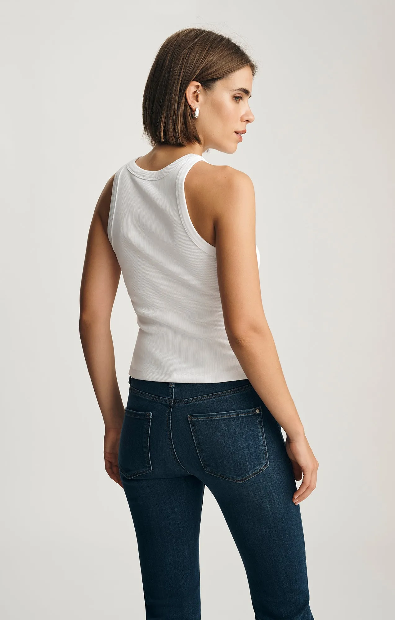 STELLA RIBBED HIGH NECK TANK TOP IN WHITE sold by Mavi product image thumbnail 3