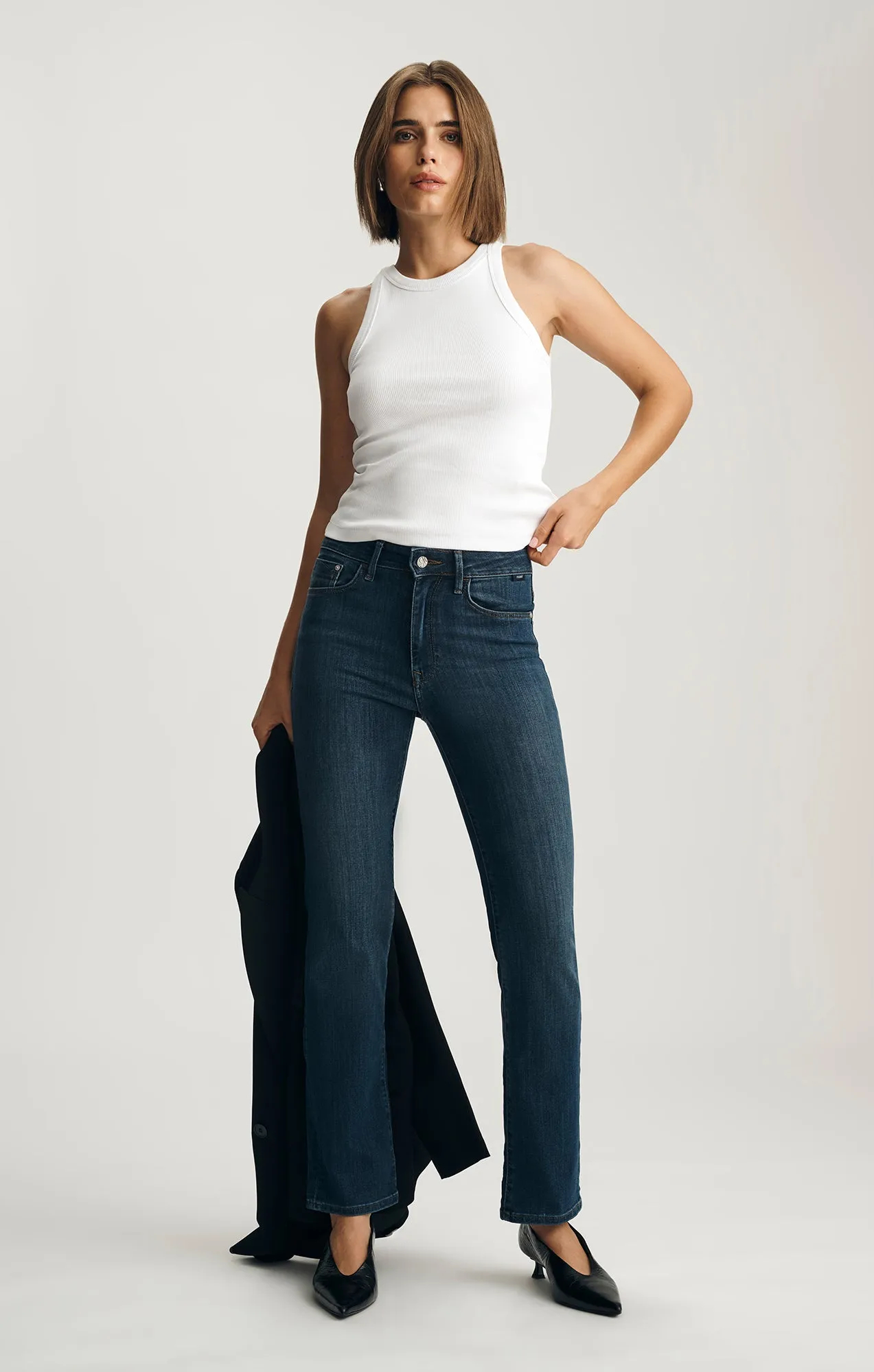 STELLA RIBBED HIGH NECK TANK TOP IN WHITE sold by Mavi product image thumbnail 4