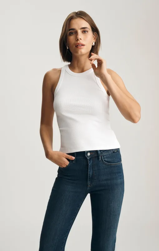 STELLA RIBBED HIGH NECK TANK TOP IN WHITE sold by Mavi