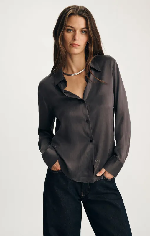 EDITION SILK BUTTON-UP SHIRT IN PHANTOM sold by Mavi