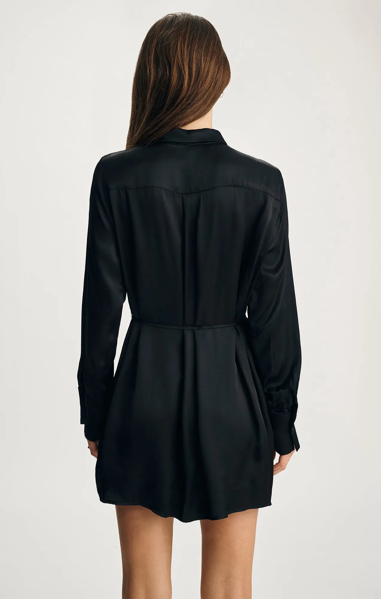 SATIN BUTTON-FRONT MINI DRESS IN BLACK sold by Mavi product image thumbnail 2