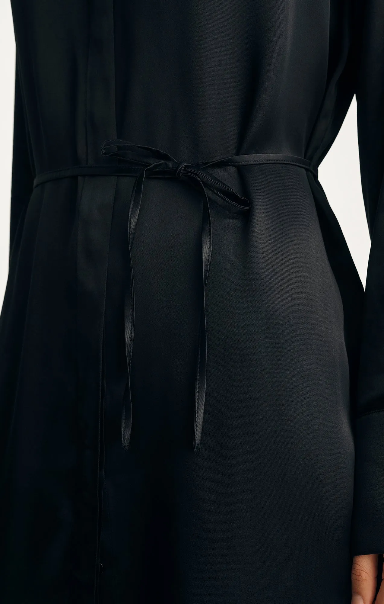 SATIN BUTTON-FRONT MINI DRESS IN BLACK sold by Mavi product image thumbnail 3