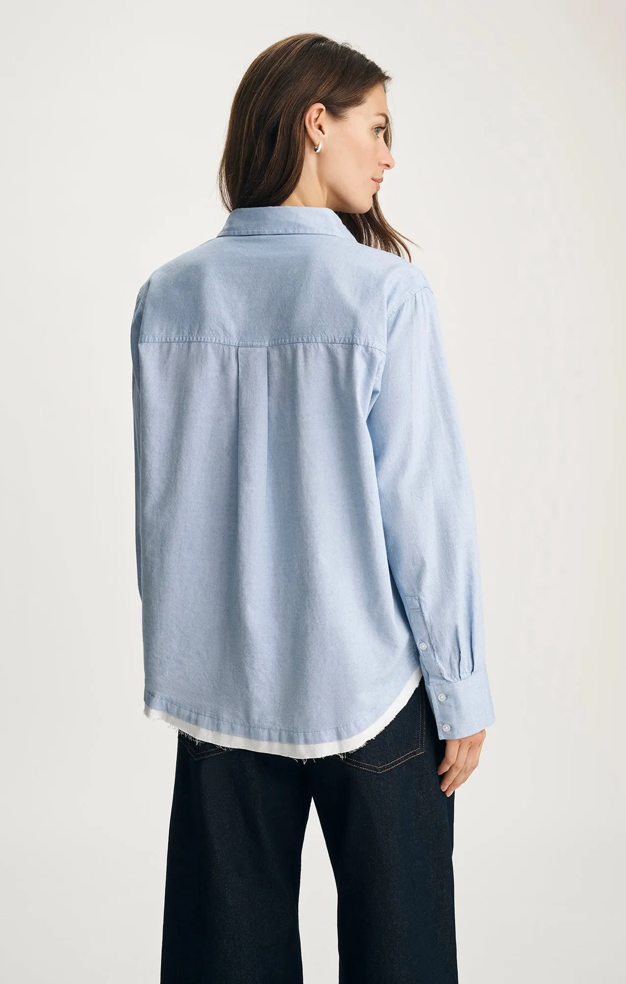RAW HEM BUTTON-UP SHIRT IN WINDSURFER sold by Mavi product image thumbnail 3