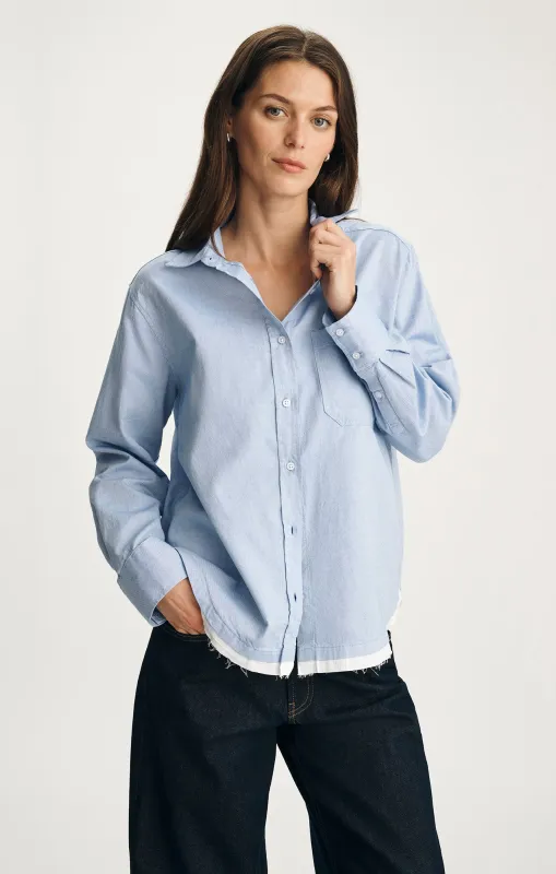 RAW HEM BUTTON-UP SHIRT IN WINDSURFER sold by Mavi