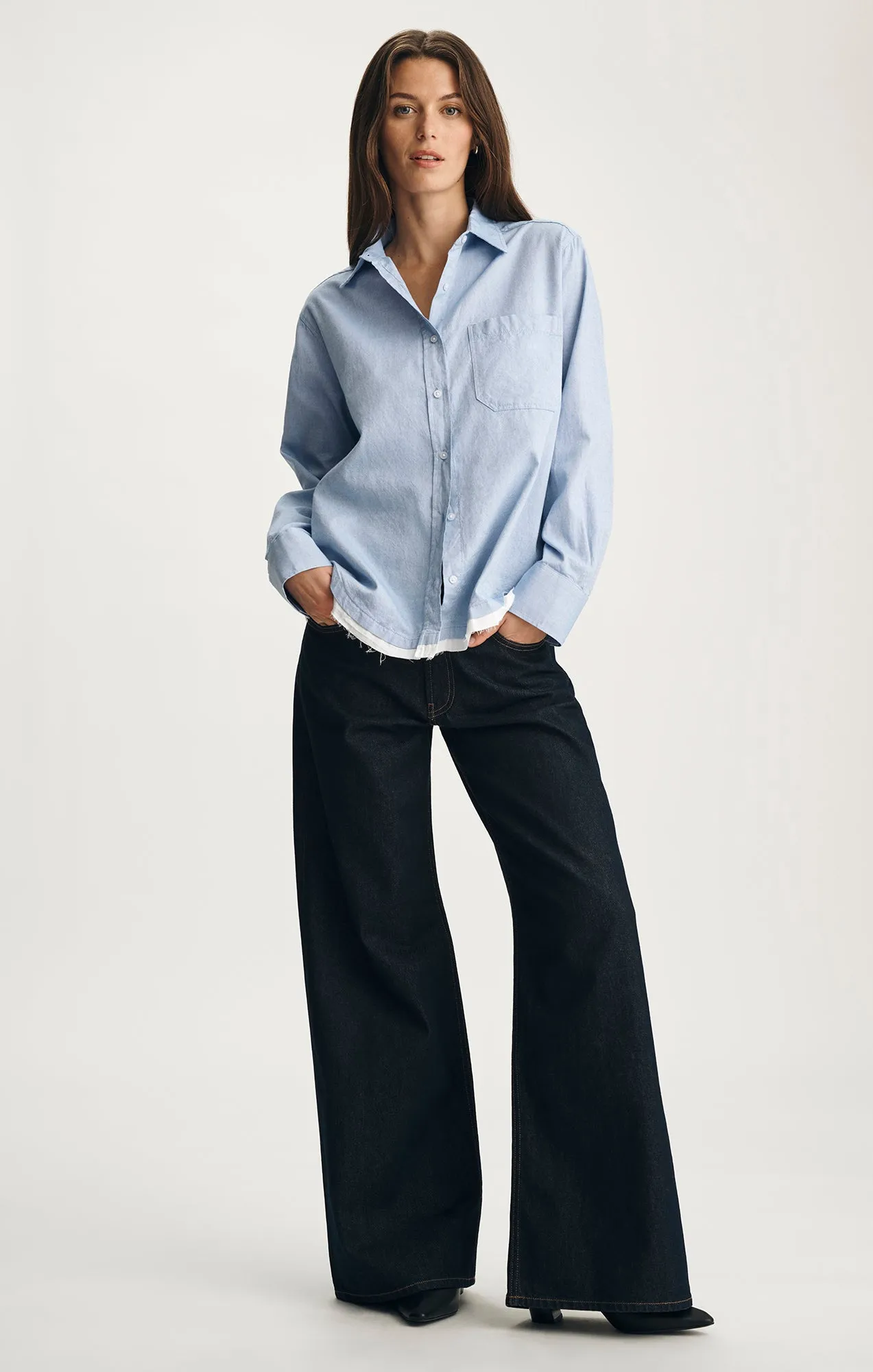 RAW HEM BUTTON-UP SHIRT IN WINDSURFER sold by Mavi product image thumbnail 4