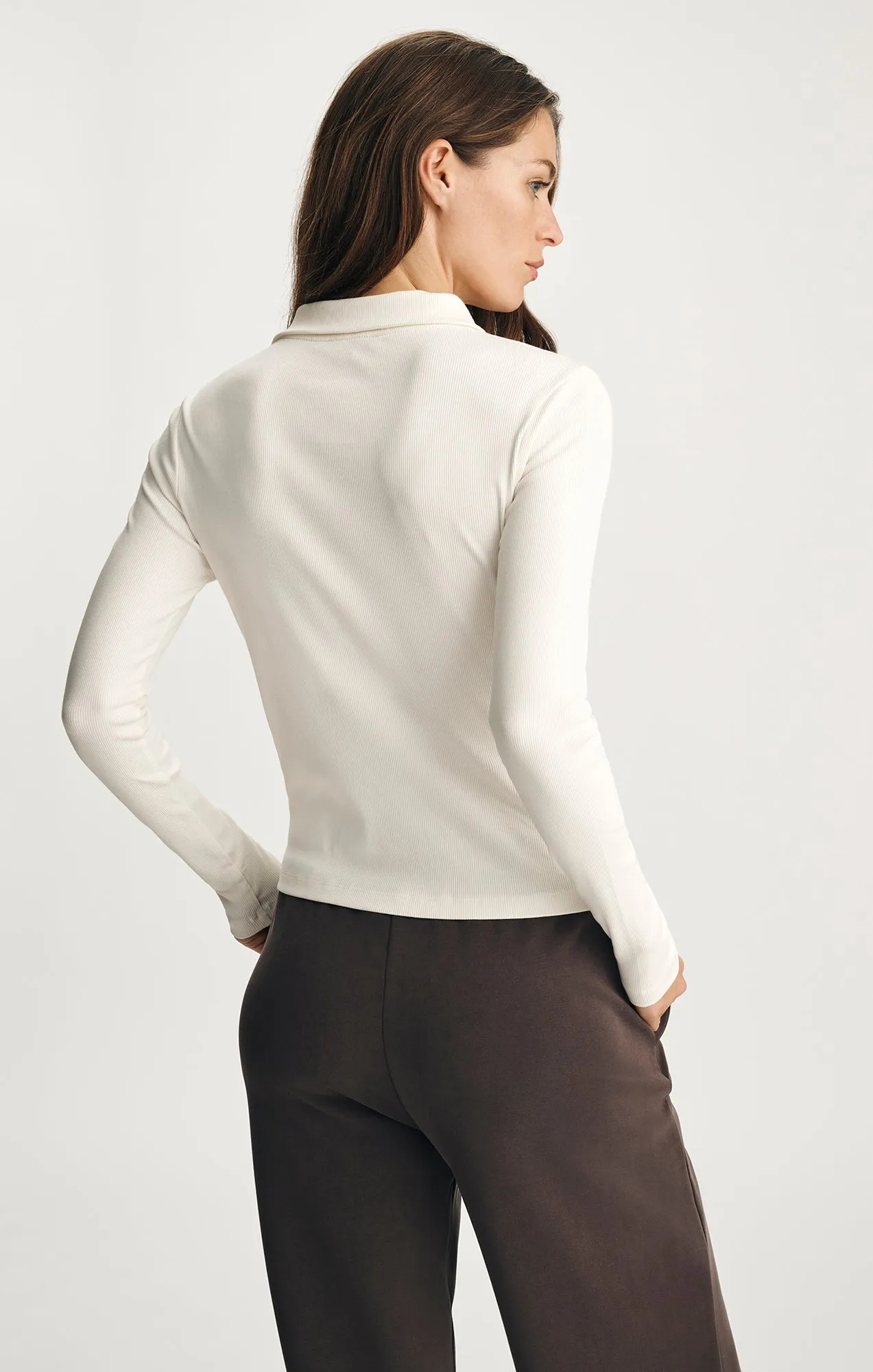 SPORTY LUXE HALF ZIP SHIRT IN COCONUT MILK sold by Mavi product image thumbnail 2