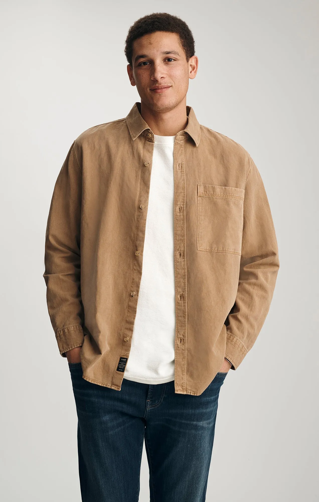 TENCEL™ ONE POCKET BUTTON-UP SHIRT IN TIGER'S EYE sold by Mavi