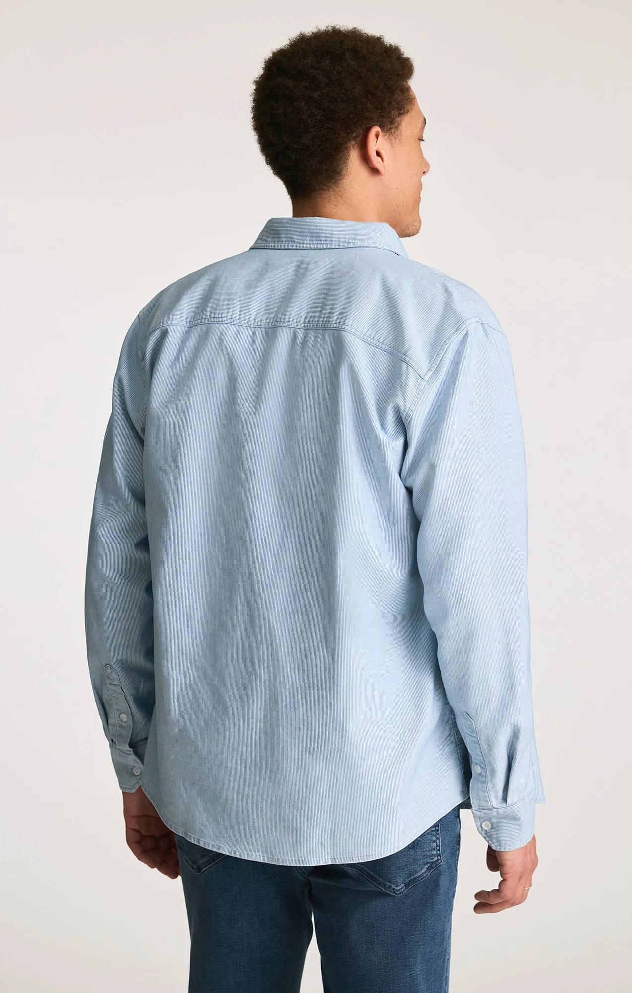 ONE POCKET BUTTON-UP SHIRT IN WHITE STRIPE INDIGO ZEMIN sold by Mavi product image thumbnail 2