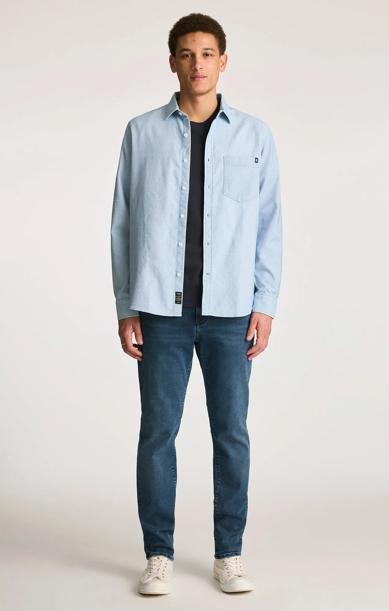 ONE POCKET BUTTON-UP SHIRT IN WHITE STRIPE INDIGO ZEMIN sold by Mavi product image thumbnail 5