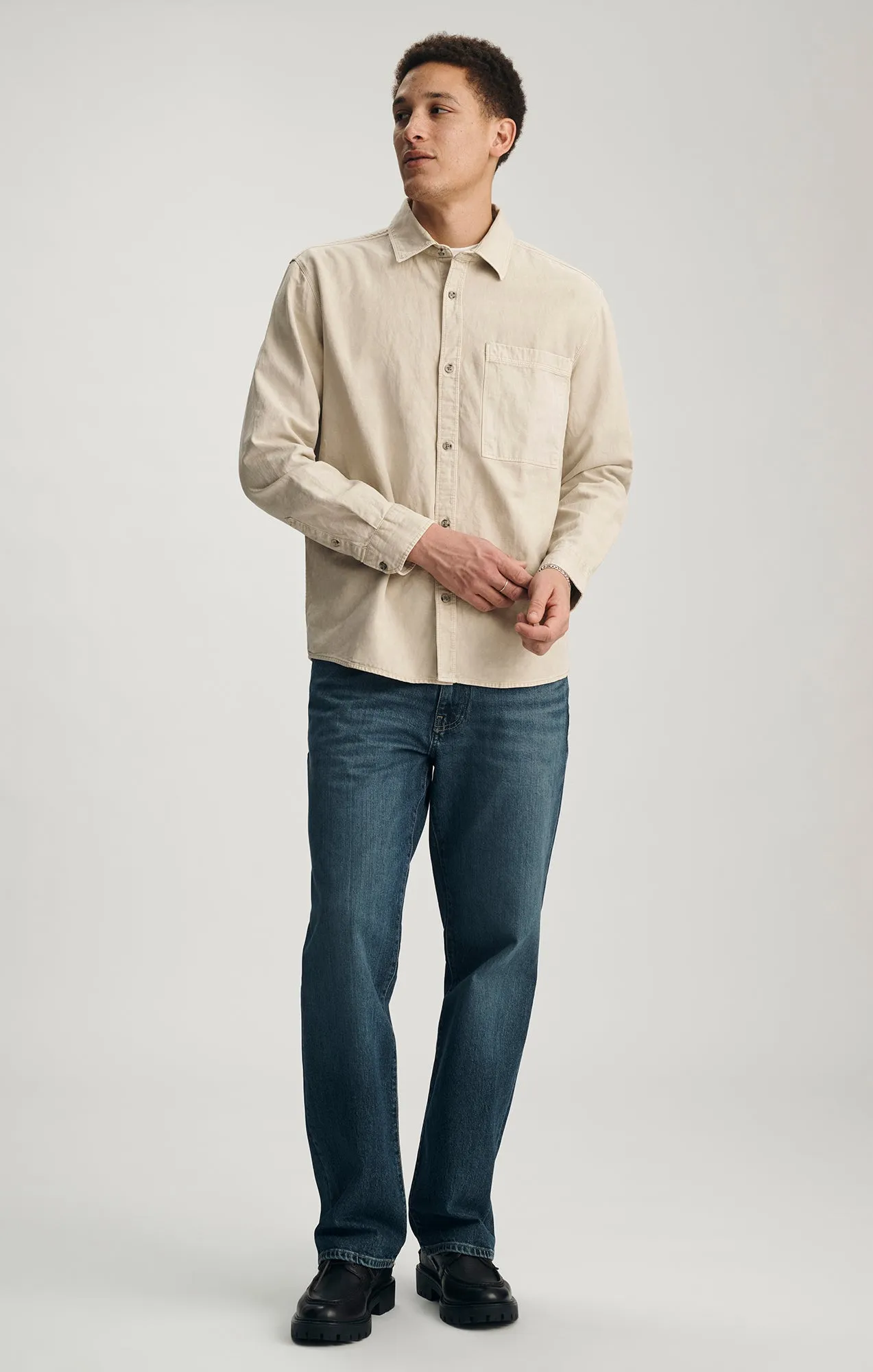 TENCEL™ ONE POCKET BUTTON-UP SHIRT IN FEATHER GRAY sold by Mavi product image thumbnail 4