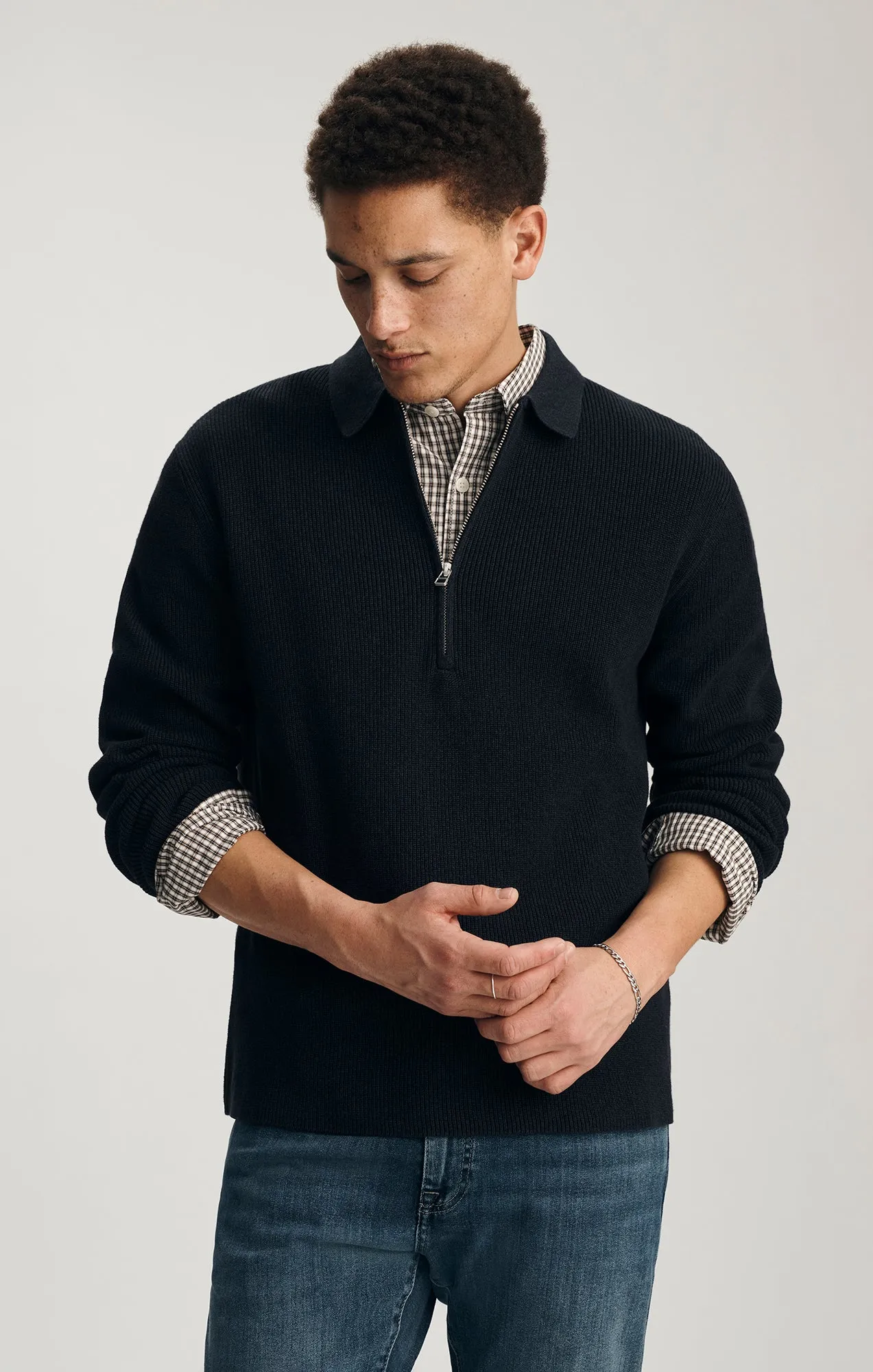 RAGLAN HALF ZIP SWEATER IN NIGHT SKY sold by Mavi