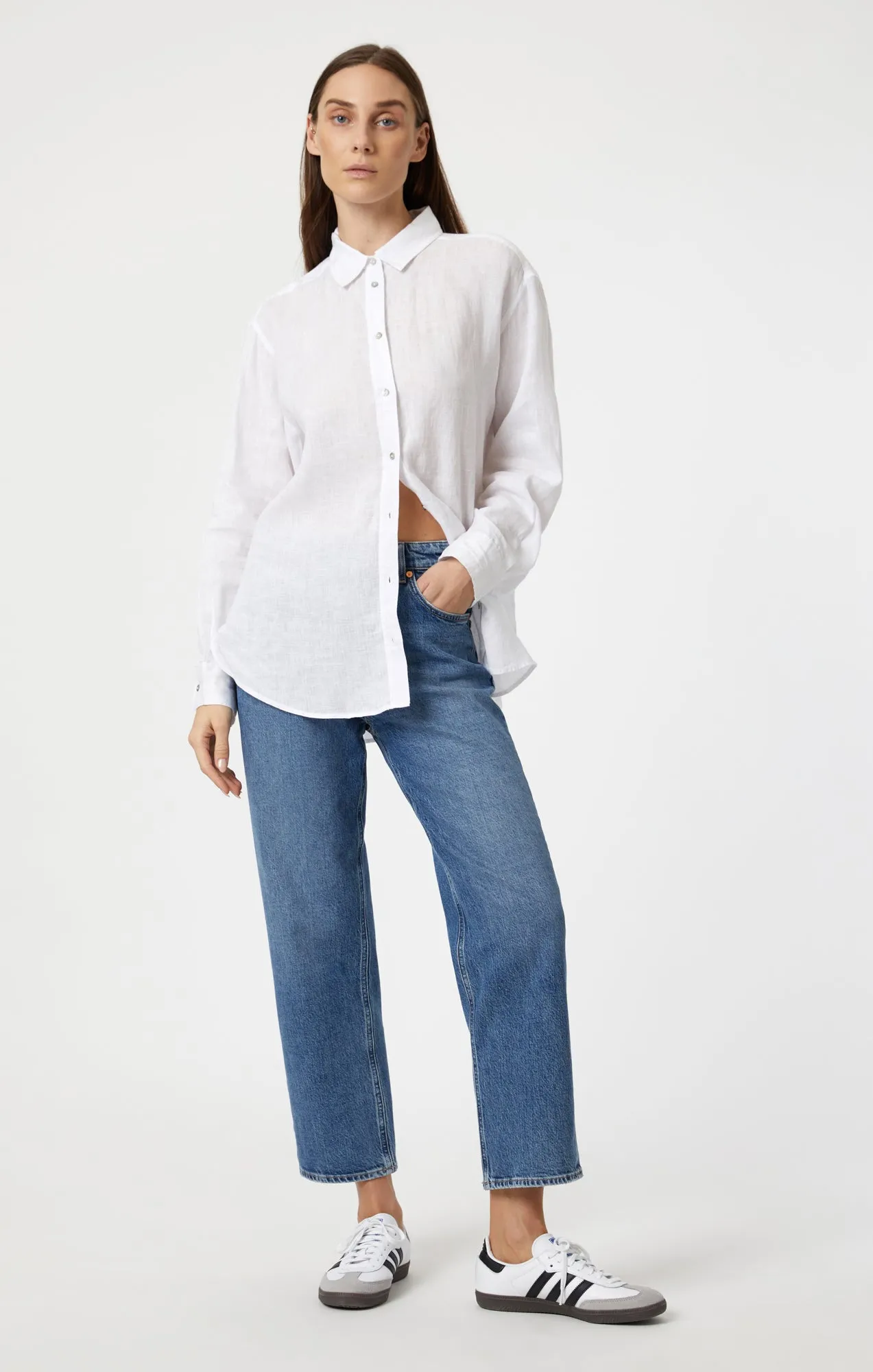 LINEN BUTTON-UP SHIRT IN WHITE sold by Mavi product image thumbnail 4