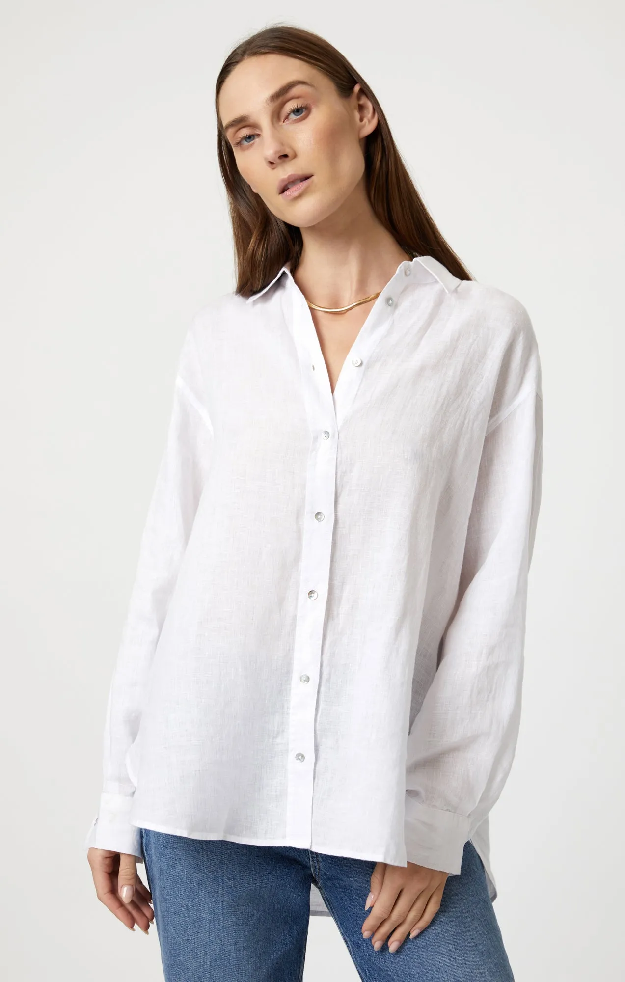 LINEN BUTTON-UP SHIRT IN WHITE sold by Mavi
