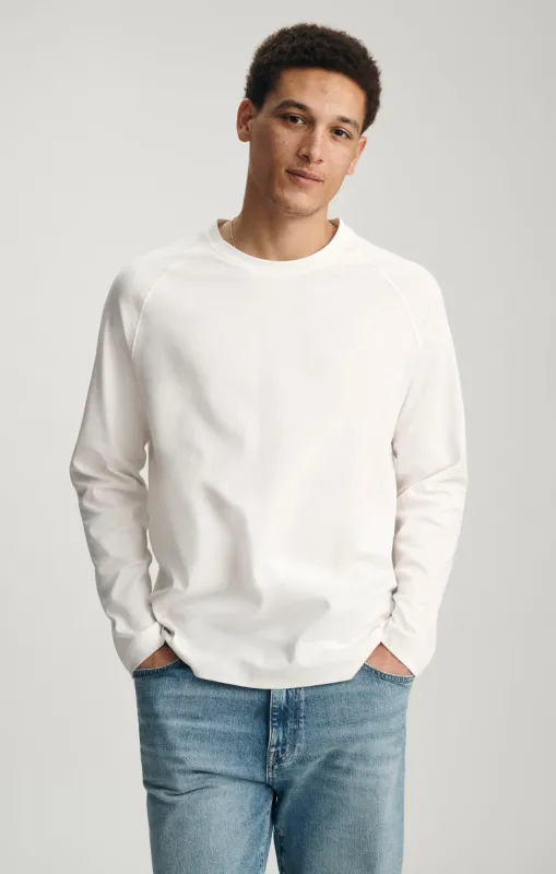INTERLOCK LONG SLEEVE CREW NECK T-SHIRT IN ANTIQUE WHITE made by Mavi