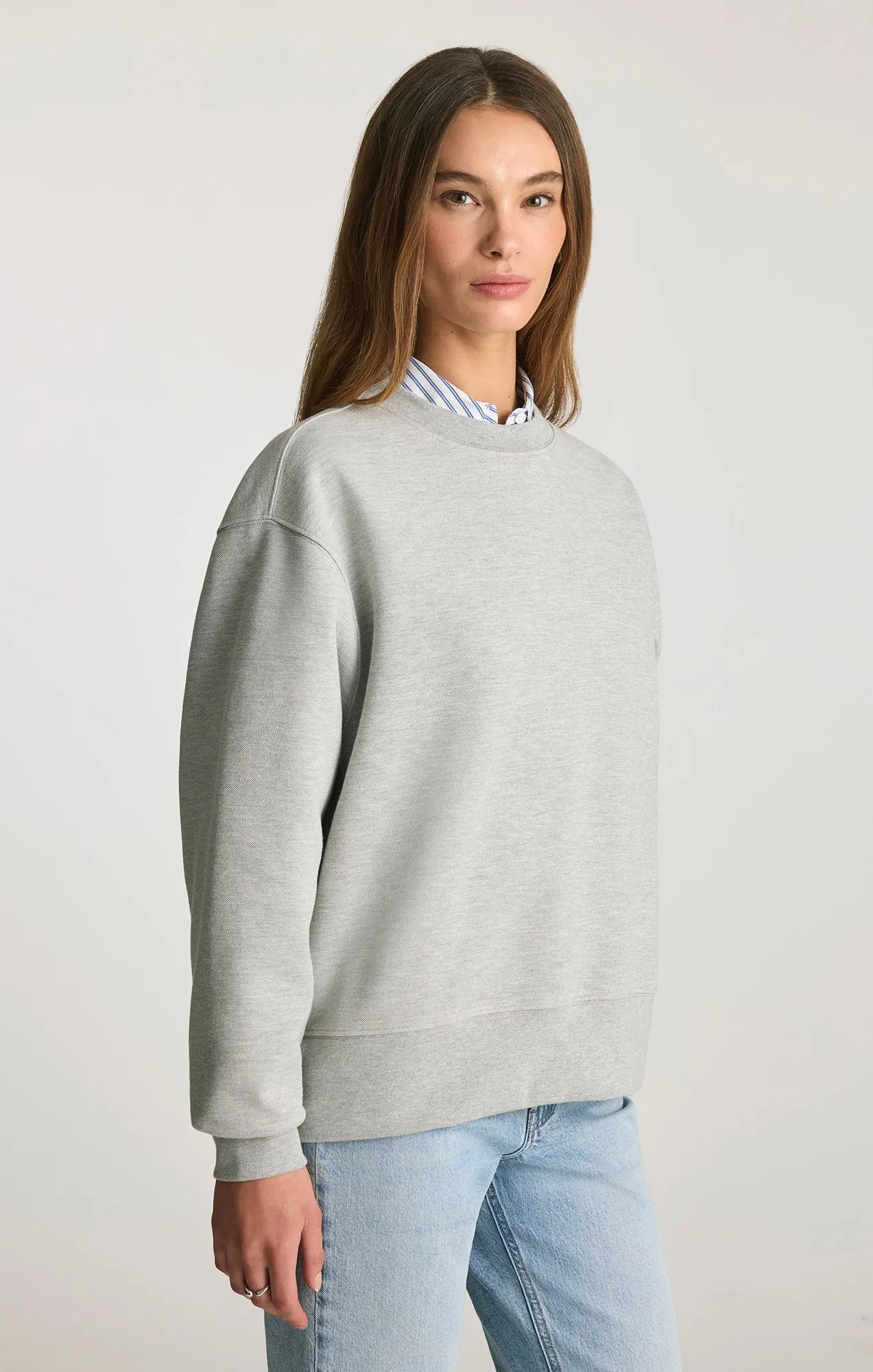PIQUE CREW NECK SWEATSHIRT IN GREY MELANGE sold by Mavi product image thumbnail 5