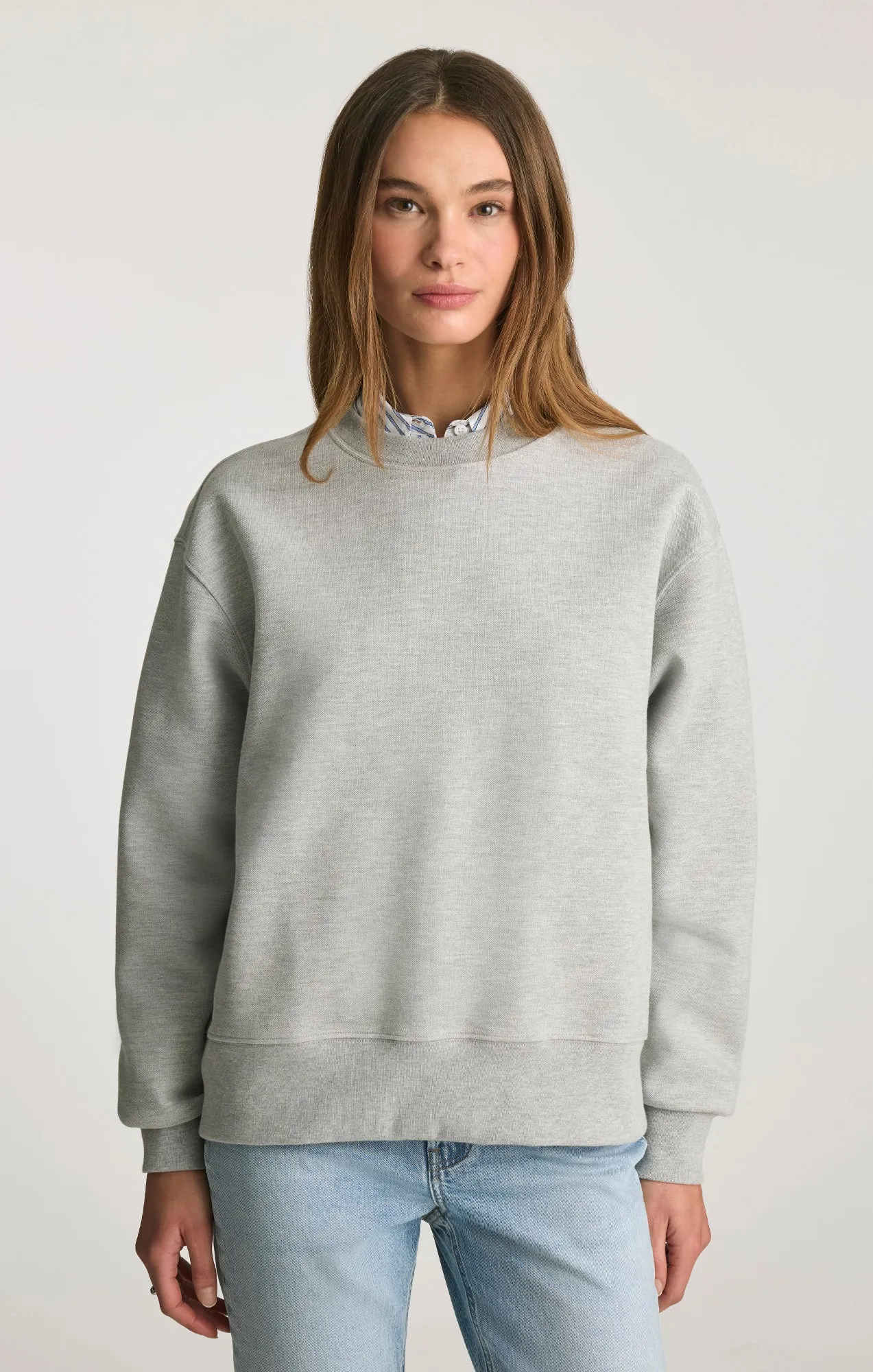 PIQUE CREW NECK SWEATSHIRT IN GREY MELANGE sold by Mavi