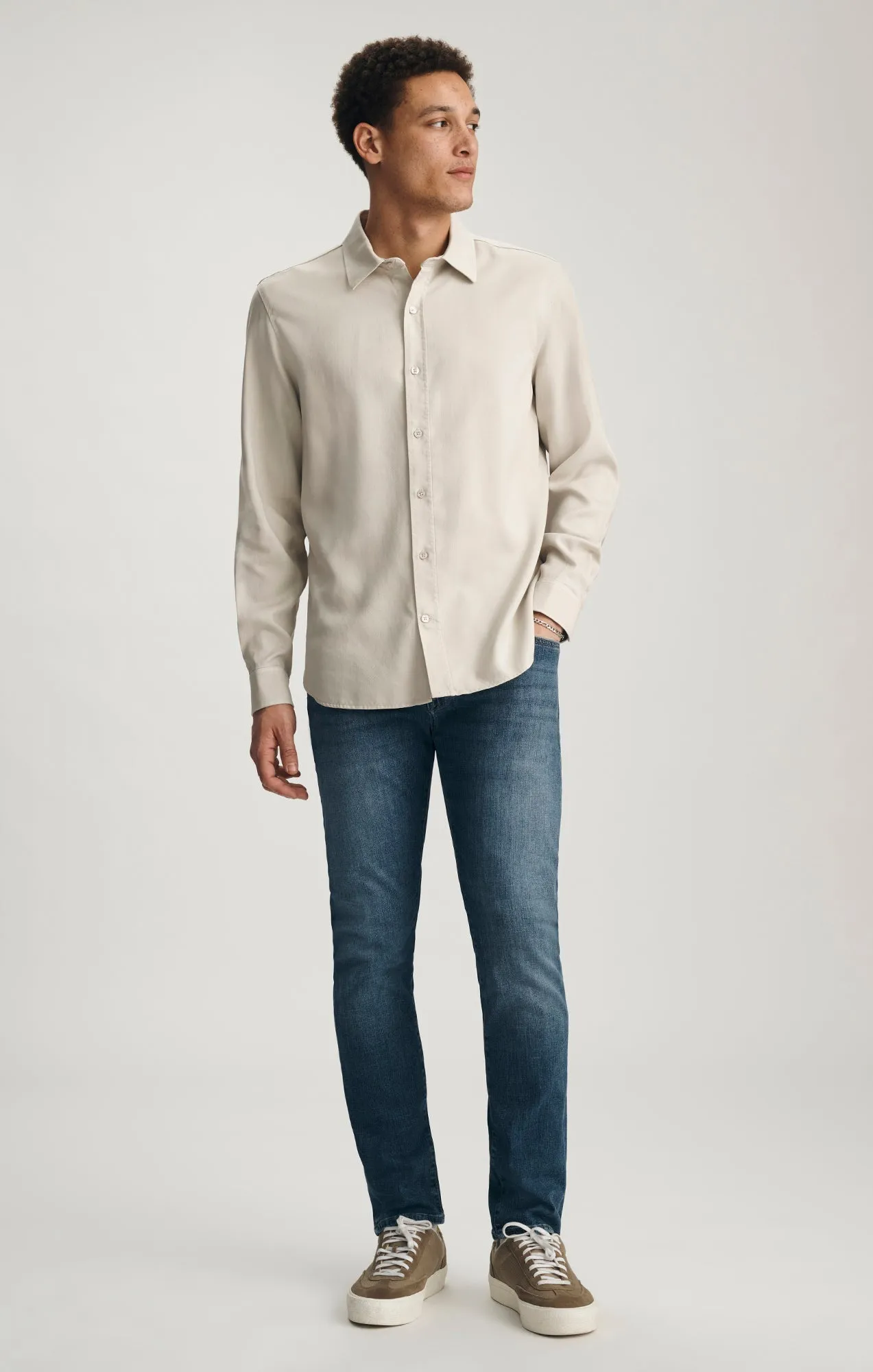 TENCEL™ BUTTON-UP SHIRT IN SILVER BIRCH sold by Mavi product image thumbnail 4