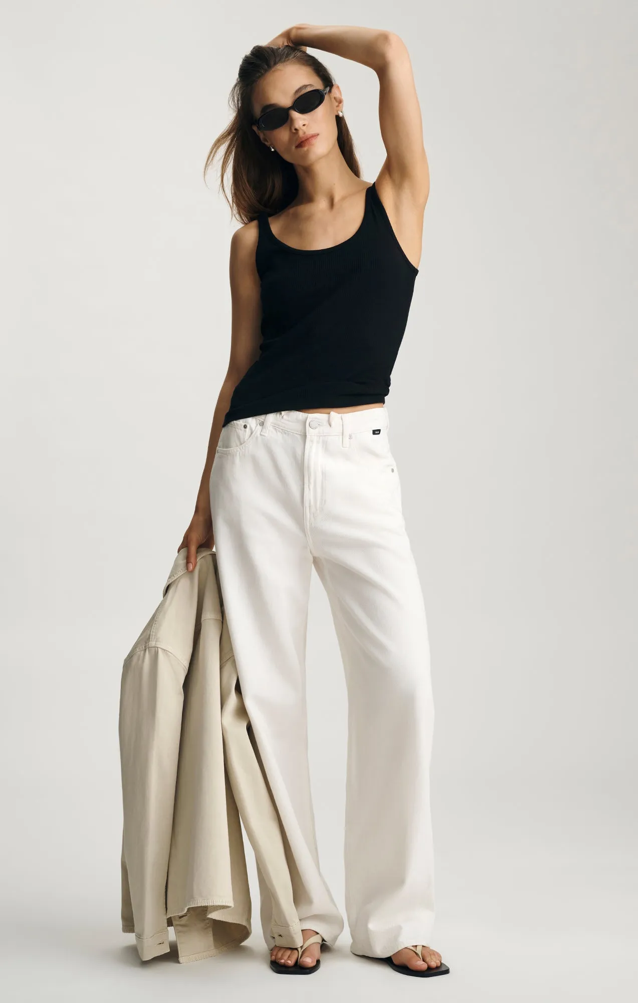 RIBBED SCOOP NECK TANK TOP IN BLACK sold by Mavi product image thumbnail 3