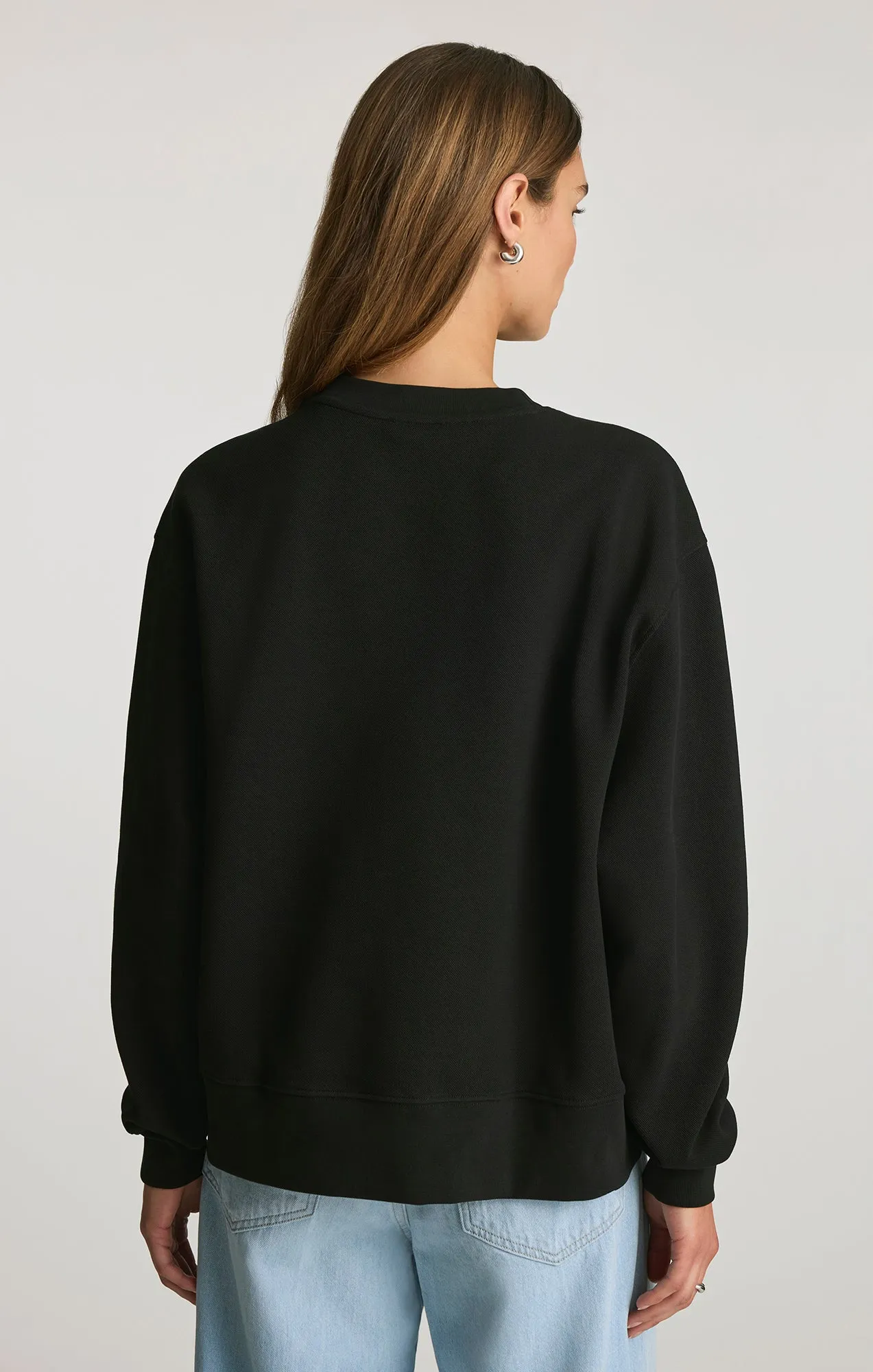 PIQUE CREW NECK SWEATSHIRT IN BLACK sold by Mavi product image thumbnail 3