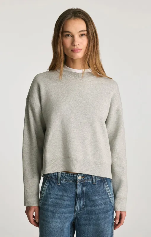 CREW NECK SWEATER IN LIGHT GREY MELANGE made by Mavi
