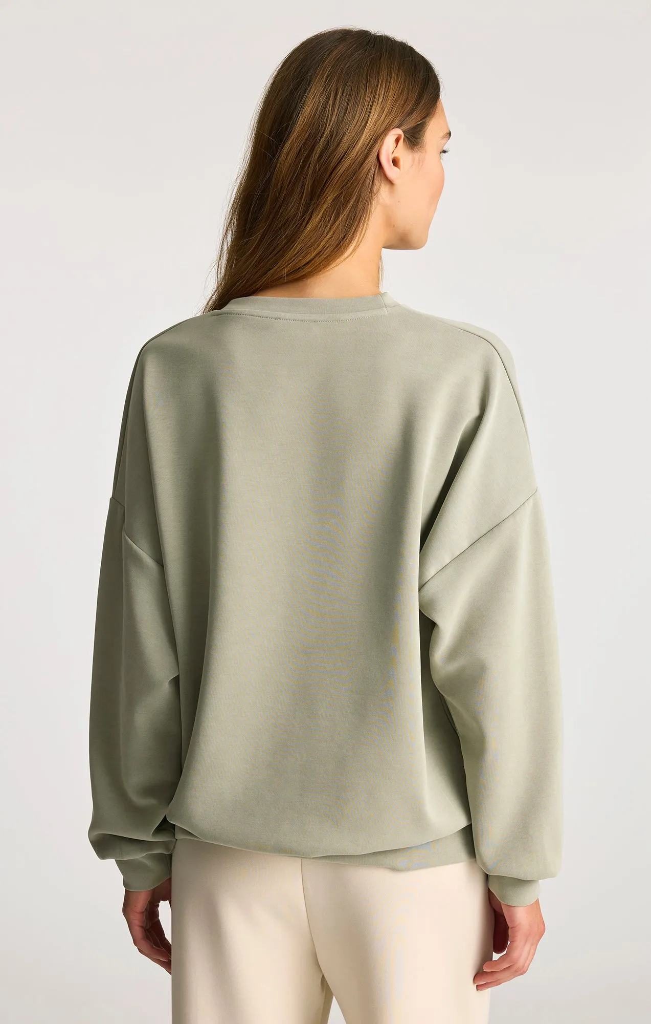 LUXE TOUCH TENCEL™ SWEATSHIRT IN SEAGRASS sold by Mavi product image thumbnail 3