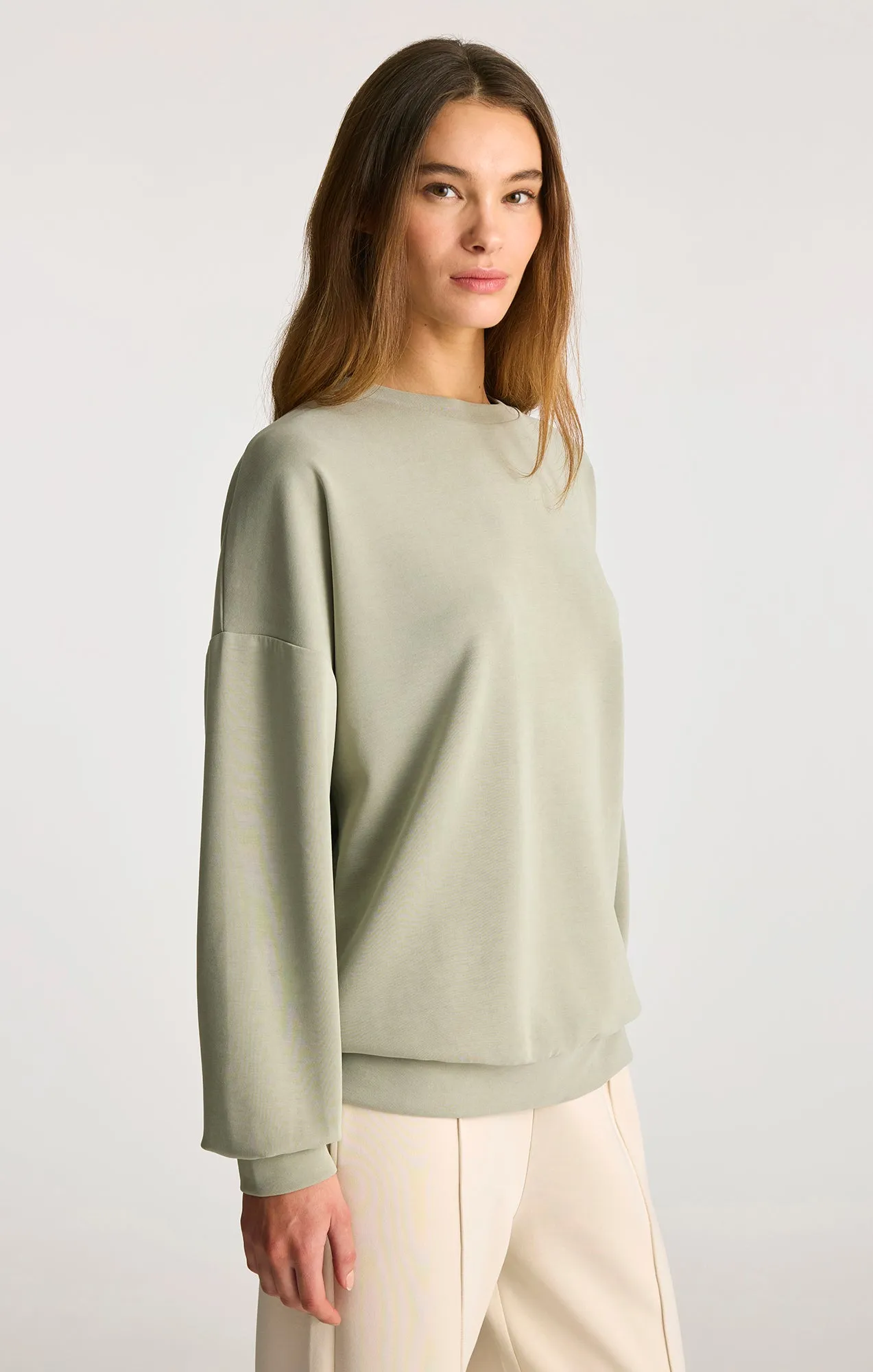 LUXE TOUCH TENCEL™ SWEATSHIRT IN SEAGRASS sold by Mavi product image thumbnail 2