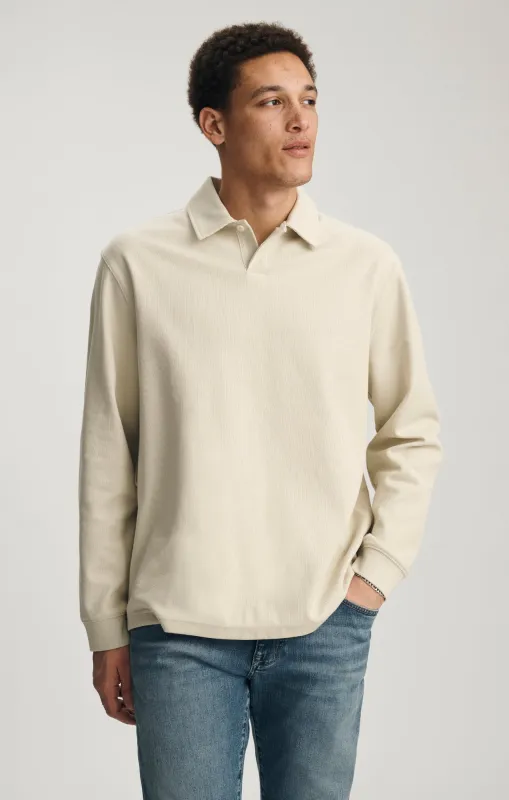 JACQUARD INTERLOCK POLO SWEATSHIRT IN OVERCAST made by Mavi