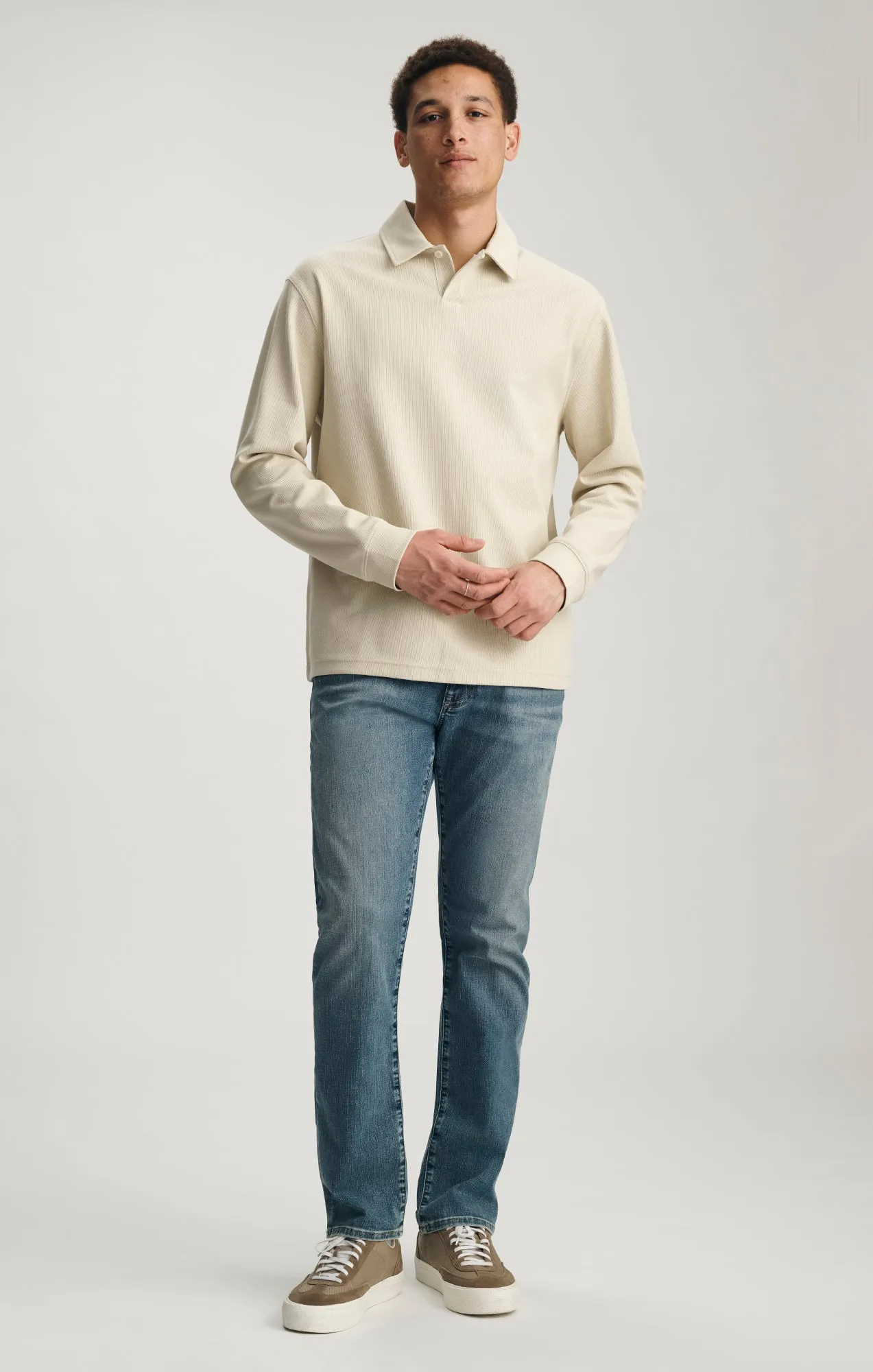 JACQUARD INTERLOCK POLO SWEATSHIRT IN OVERCAST sold by Mavi product image thumbnail 4