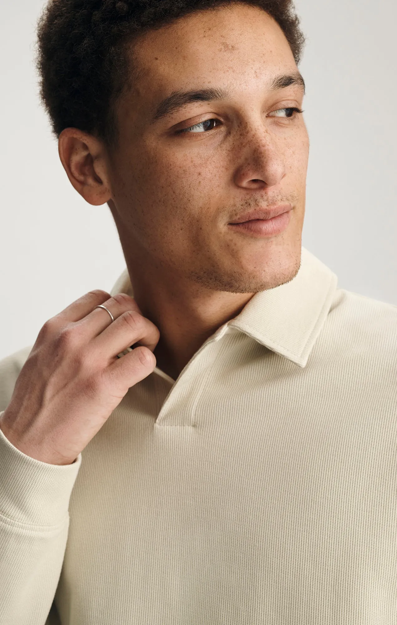 JACQUARD INTERLOCK POLO SWEATSHIRT IN OVERCAST sold by Mavi product image thumbnail 3