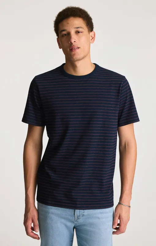 CREW NECK T-SHIRT IN INDIGO STRIPE sold by Mavi