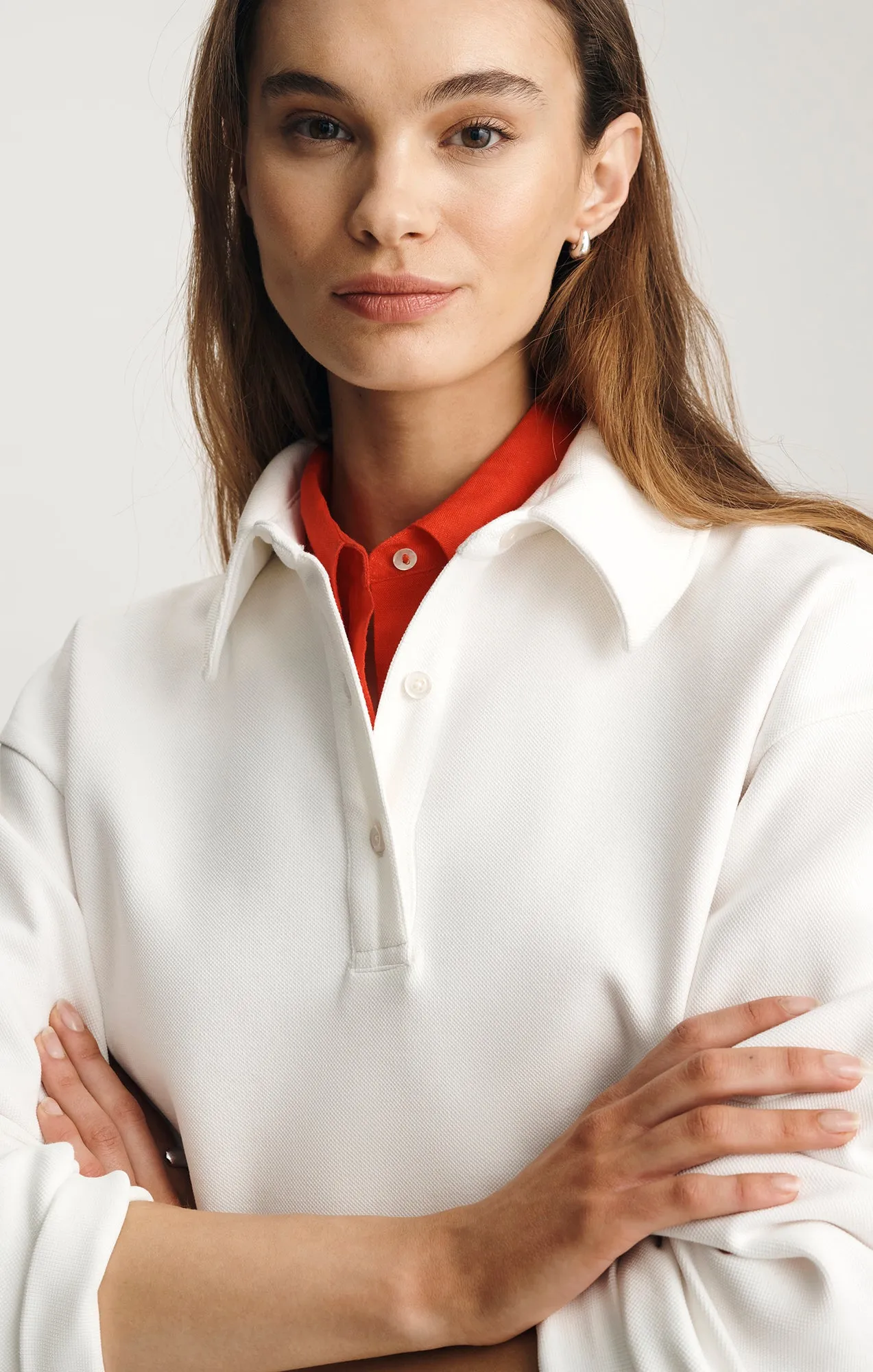 PIQUE POLO SWEATSHIRT IN ANTIQUE WHITE sold by Mavi product image thumbnail 3