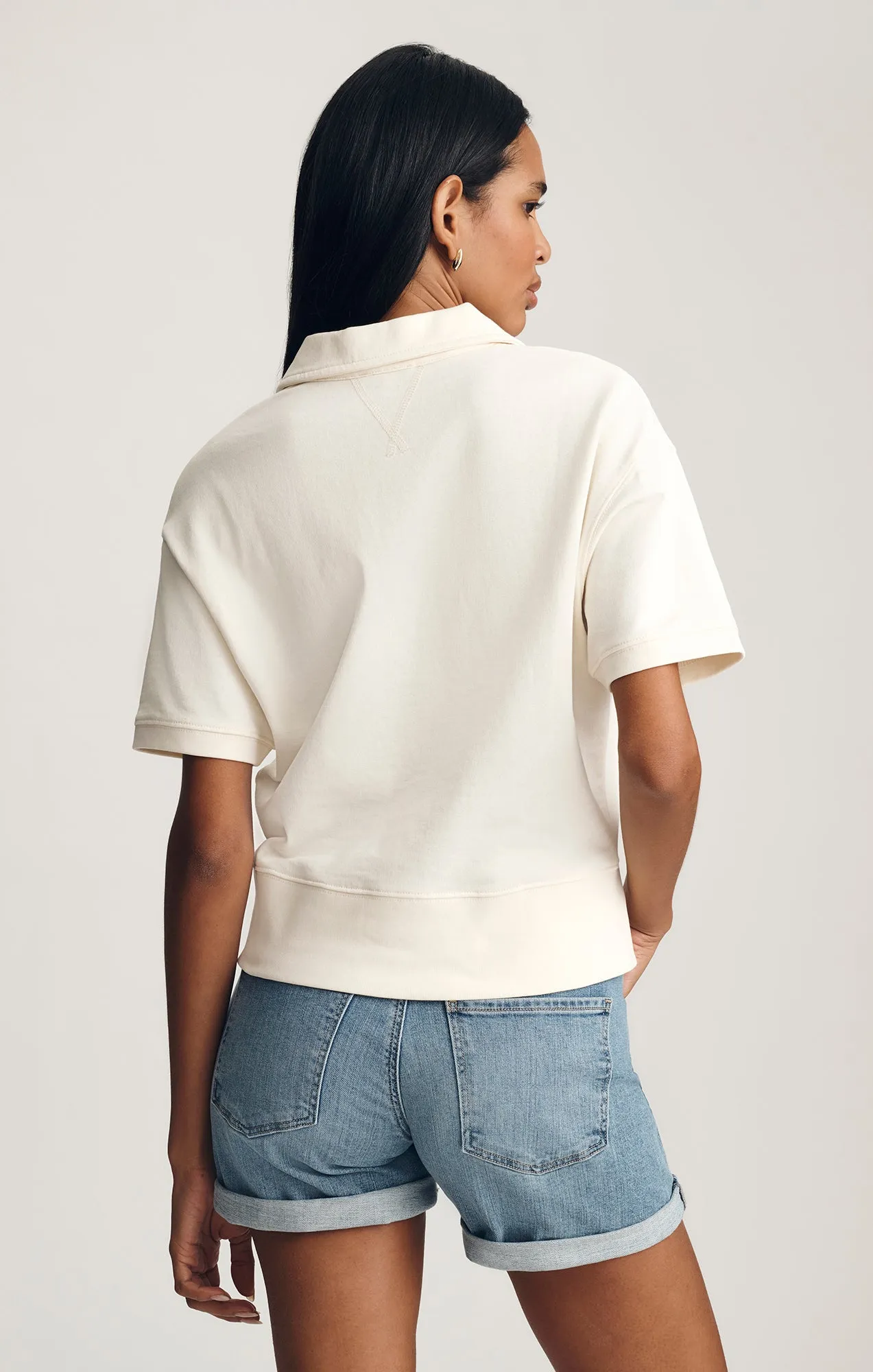 HALF ZIP SHORT SLEEVE SWEATSHIRT IN WHISPER WHITE sold by Mavi product image thumbnail 4