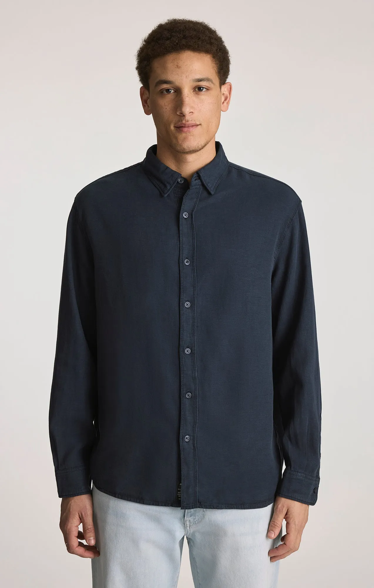 TENCEL™ BUTTON-UP SHIRT IN TOTAL ECLIPSE sold by Mavi