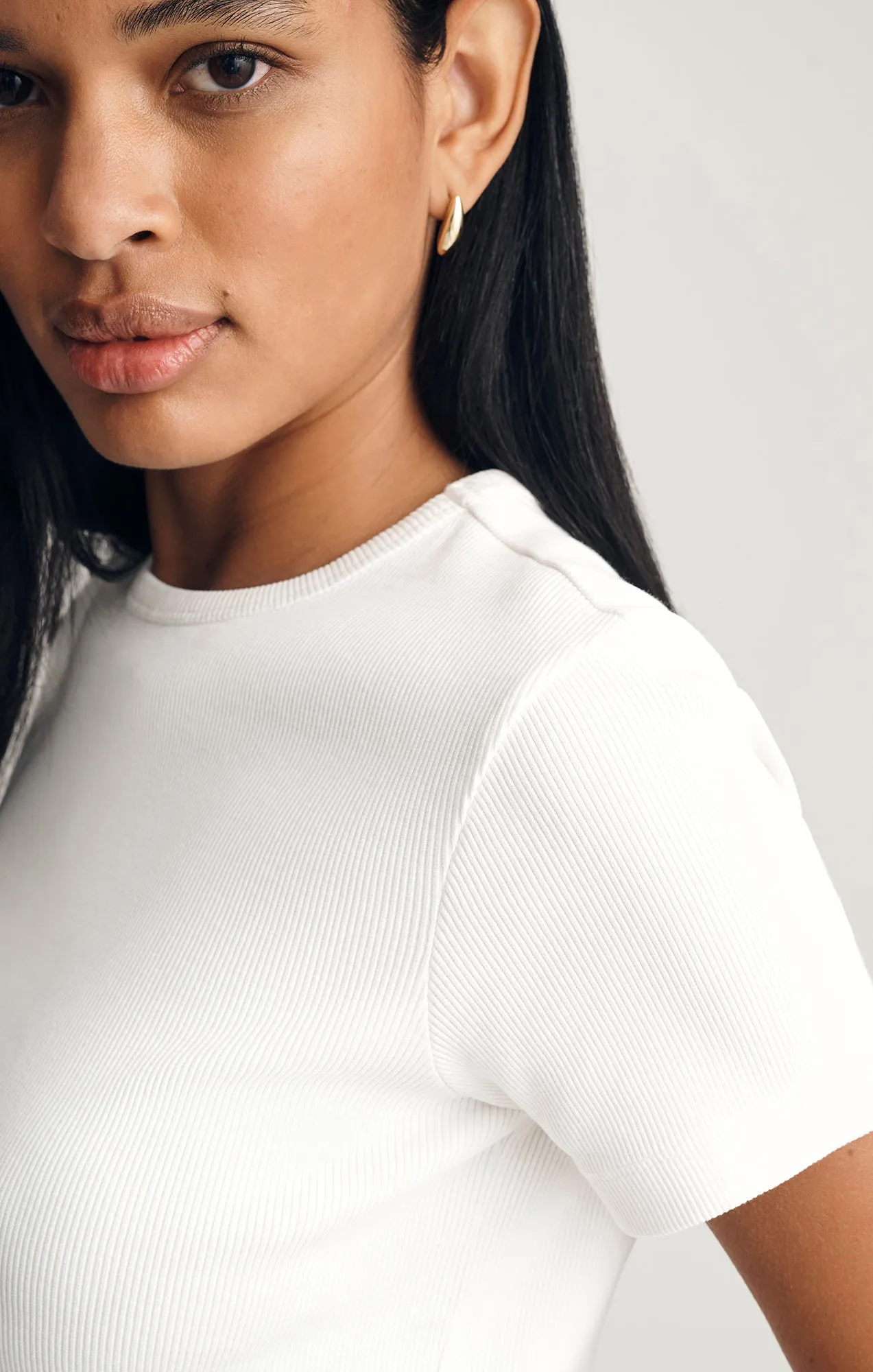 RIBBED CREW NECK T-SHIRT IN WHITE sold by Mavi product image thumbnail 3