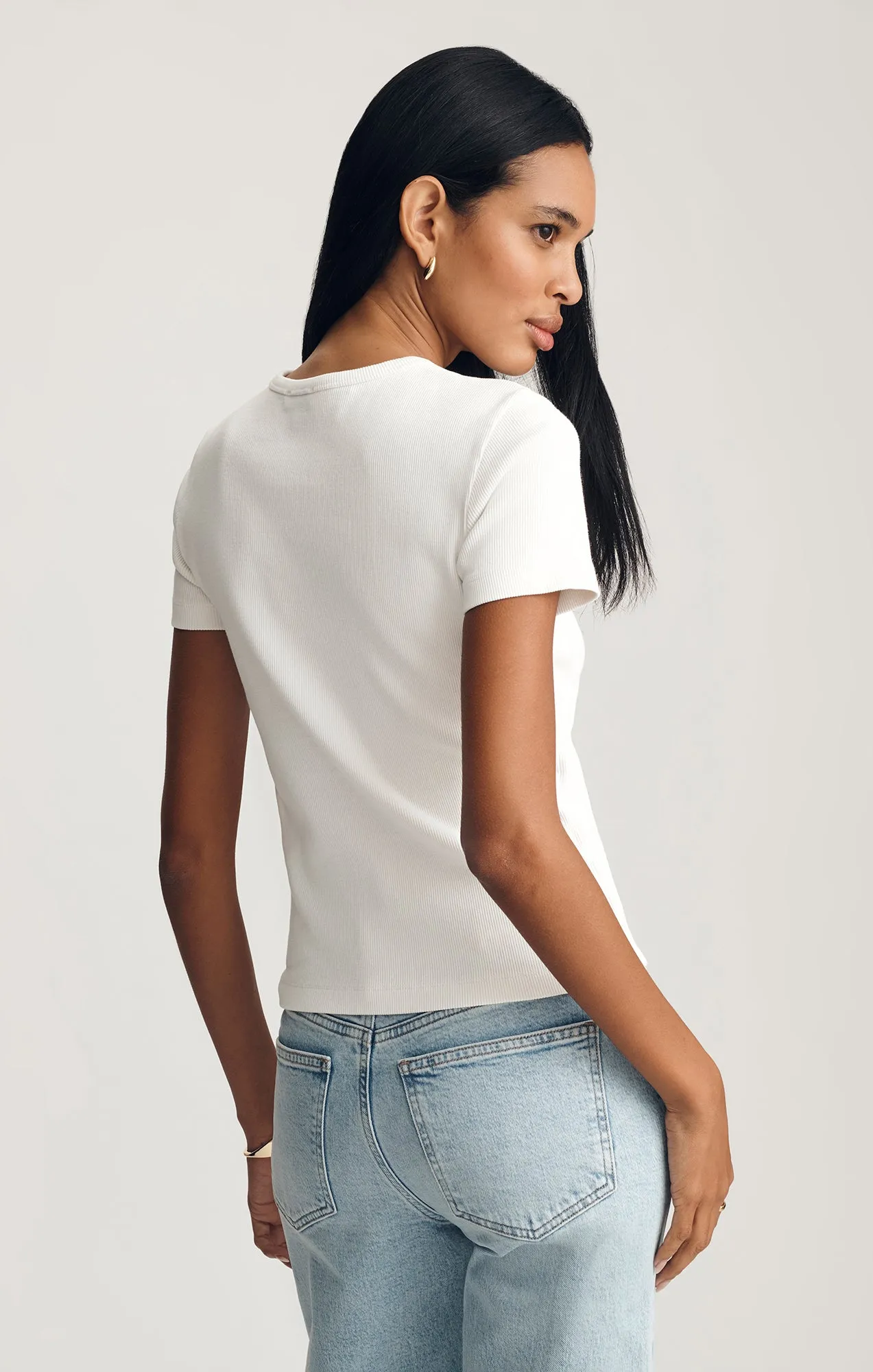 RIBBED CREW NECK T-SHIRT IN WHITE sold by Mavi product image thumbnail 2