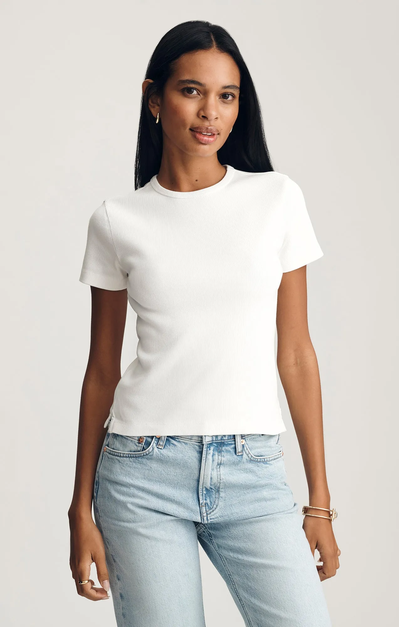 RIBBED CREW NECK T-SHIRT IN WHITE sold by Mavi