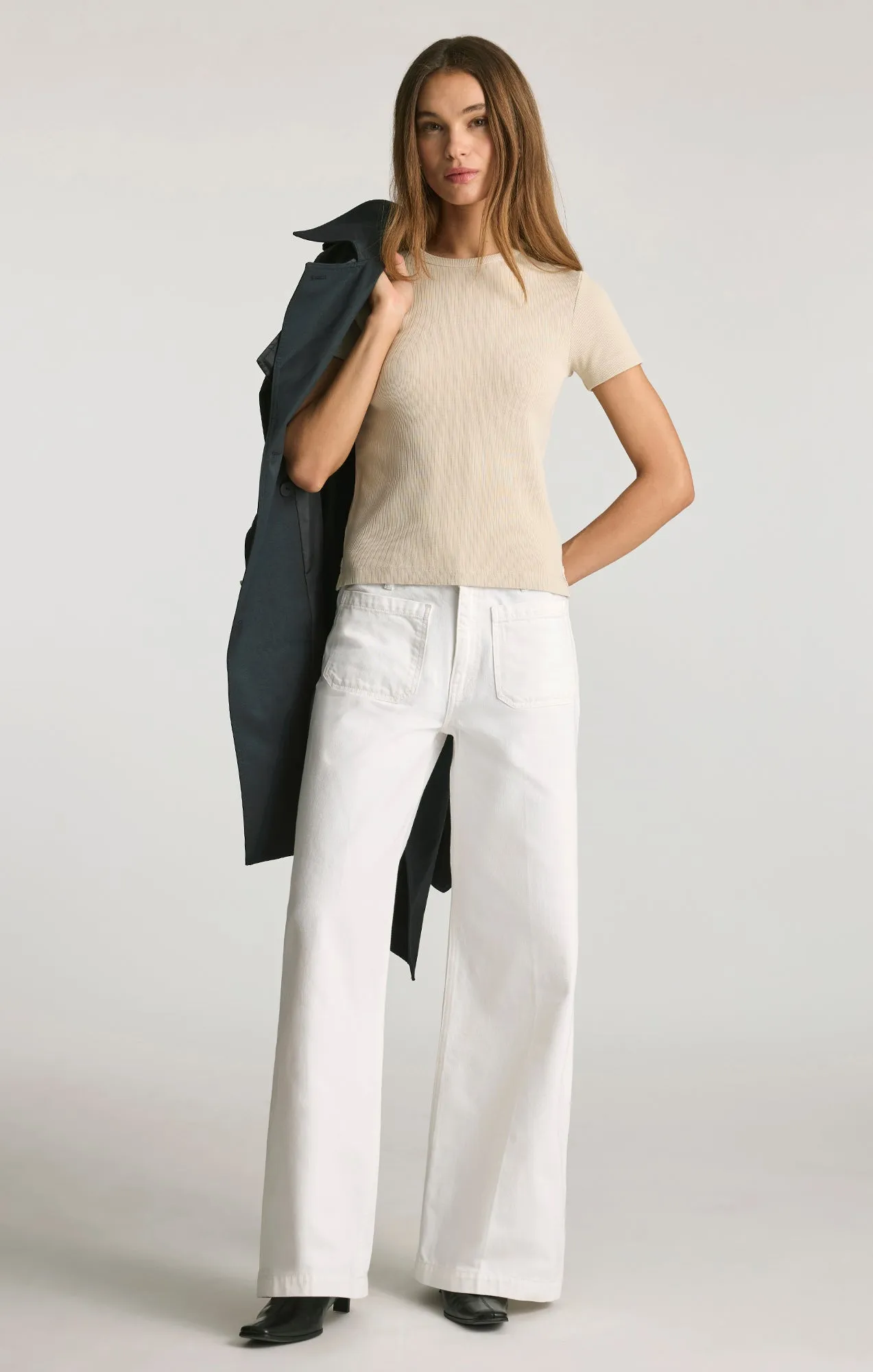 RIBBED CREW NECK T-SHIRT IN OYSTER GRAY sold by Mavi product image thumbnail 5