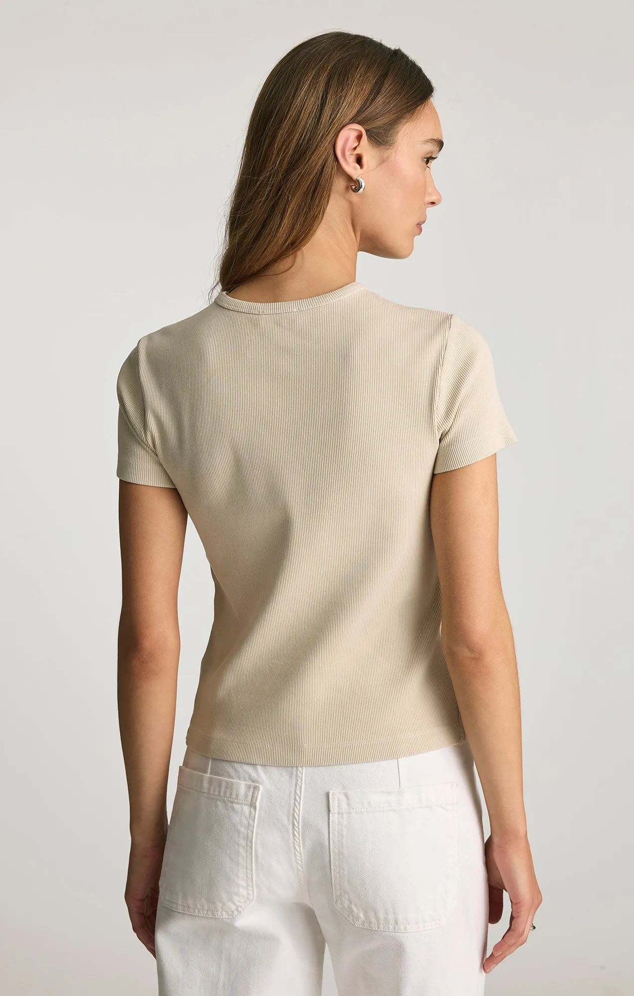 RIBBED CREW NECK T-SHIRT IN OYSTER GRAY sold by Mavi product image thumbnail 2