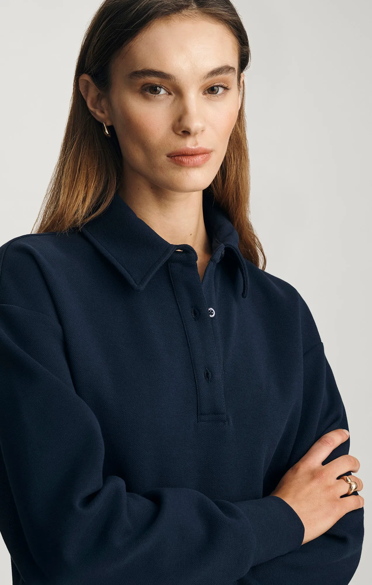 PIQUE POLO SWEATSHIRT IN BLACK IRIS sold by Mavi product image thumbnail 3